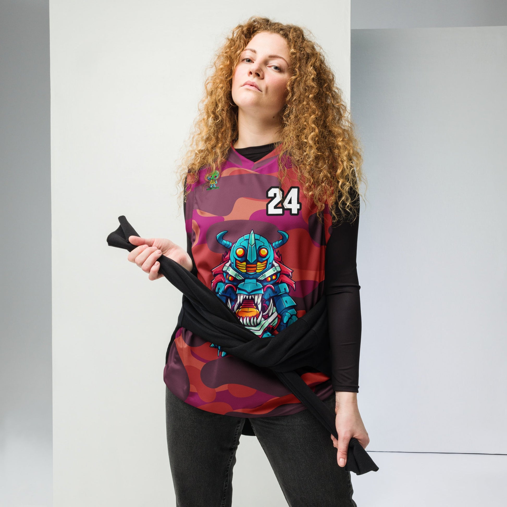 Rex the Reactor Watcher - Recycled unisex basketball jersey - Inferno Camo Colorway - BBairt