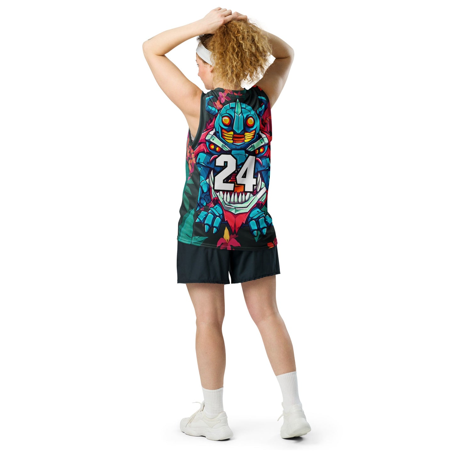 Rex the Reactor Watcher - Recycled unisex basketball jersey - Midnight Jungle - BBairt