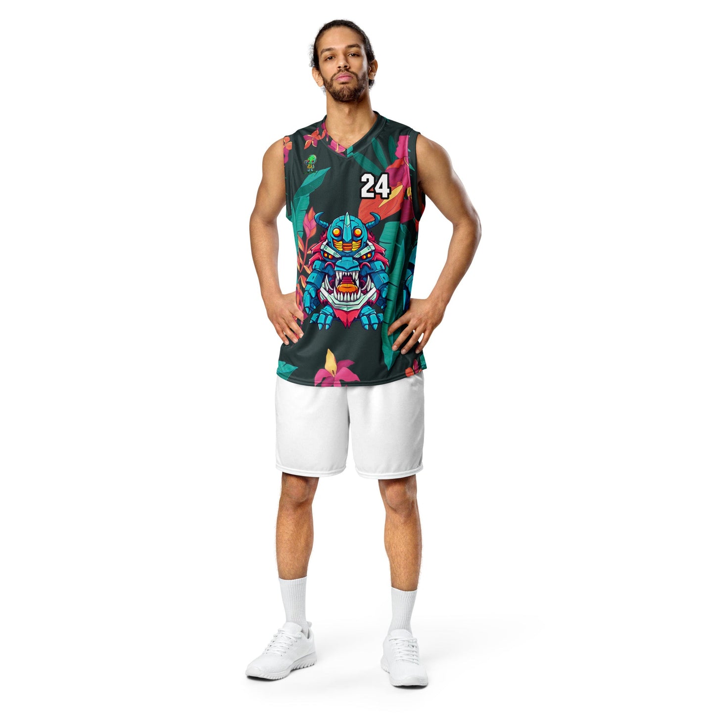 Rex the Reactor Watcher - Recycled unisex basketball jersey - Midnight Jungle - BBairt