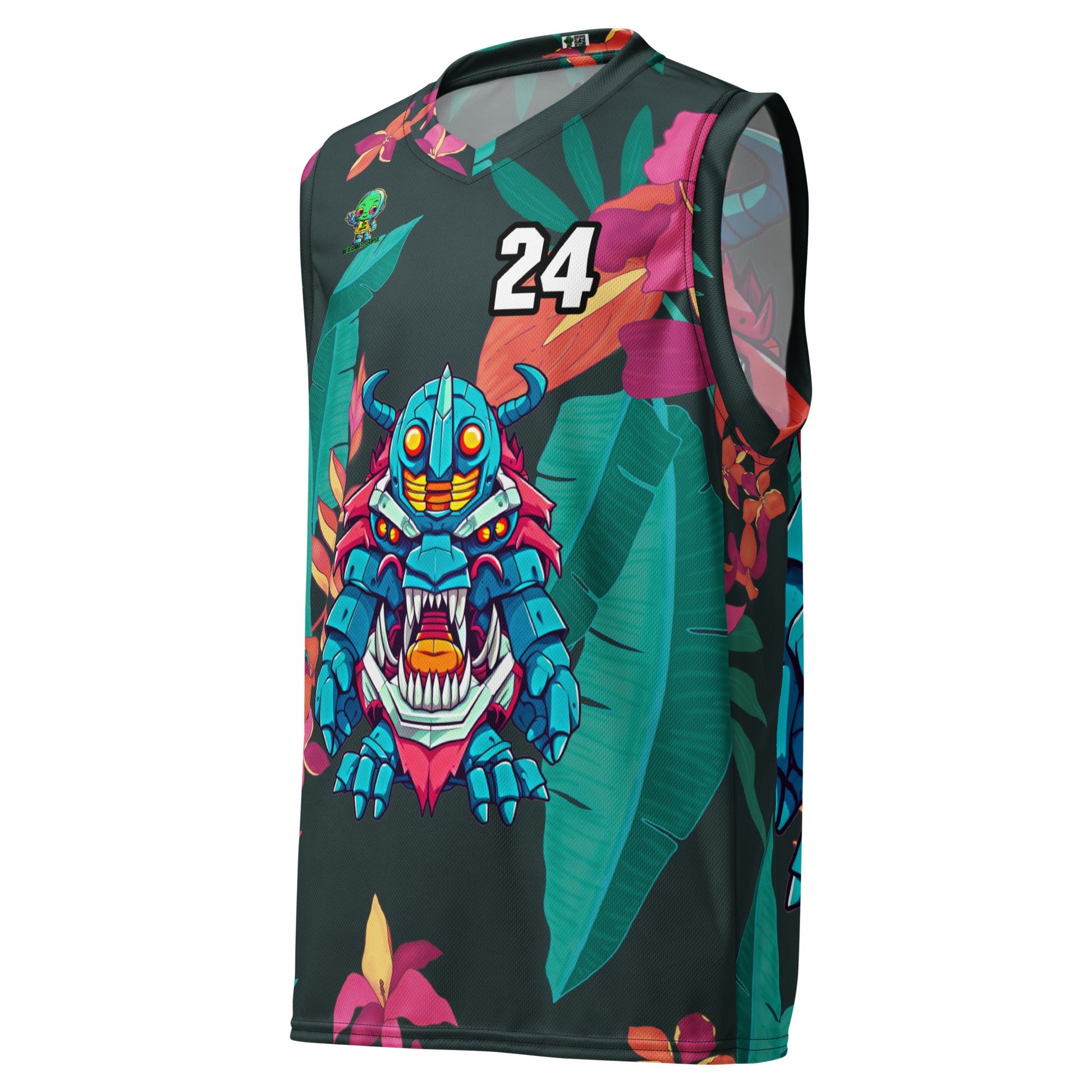 Rex the Reactor Watcher - Recycled unisex basketball jersey - Midnight Jungle - BBairt