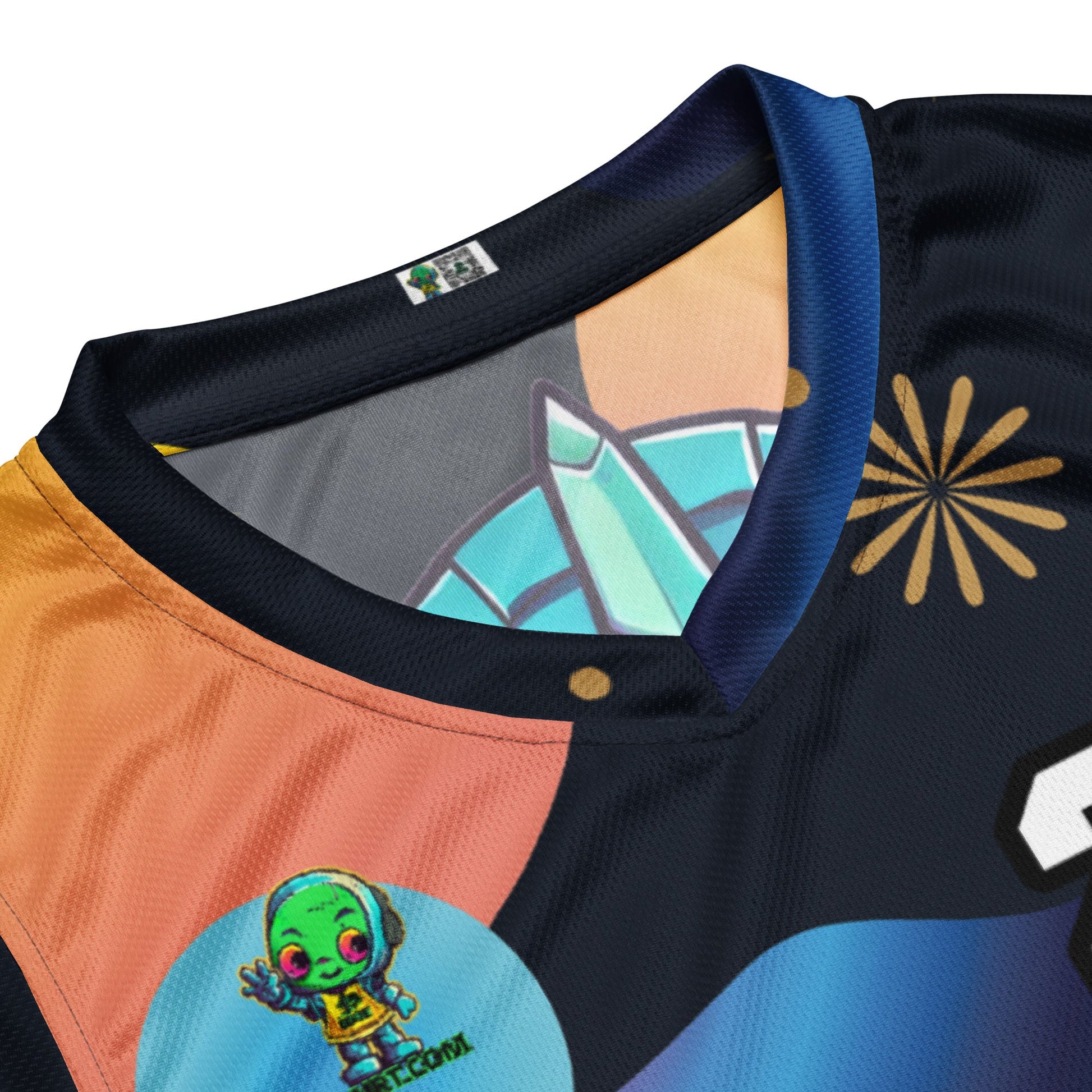 Rex the Reactor Watcher - Recycled unisex basketball jersey - Nebula Night Colorway - BBairt