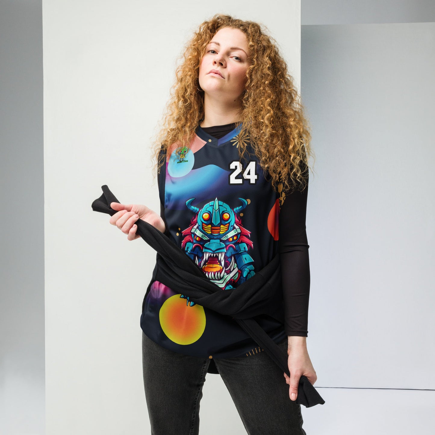 Rex the Reactor Watcher - Recycled unisex basketball jersey - Nebula Night Colorway - BBairt