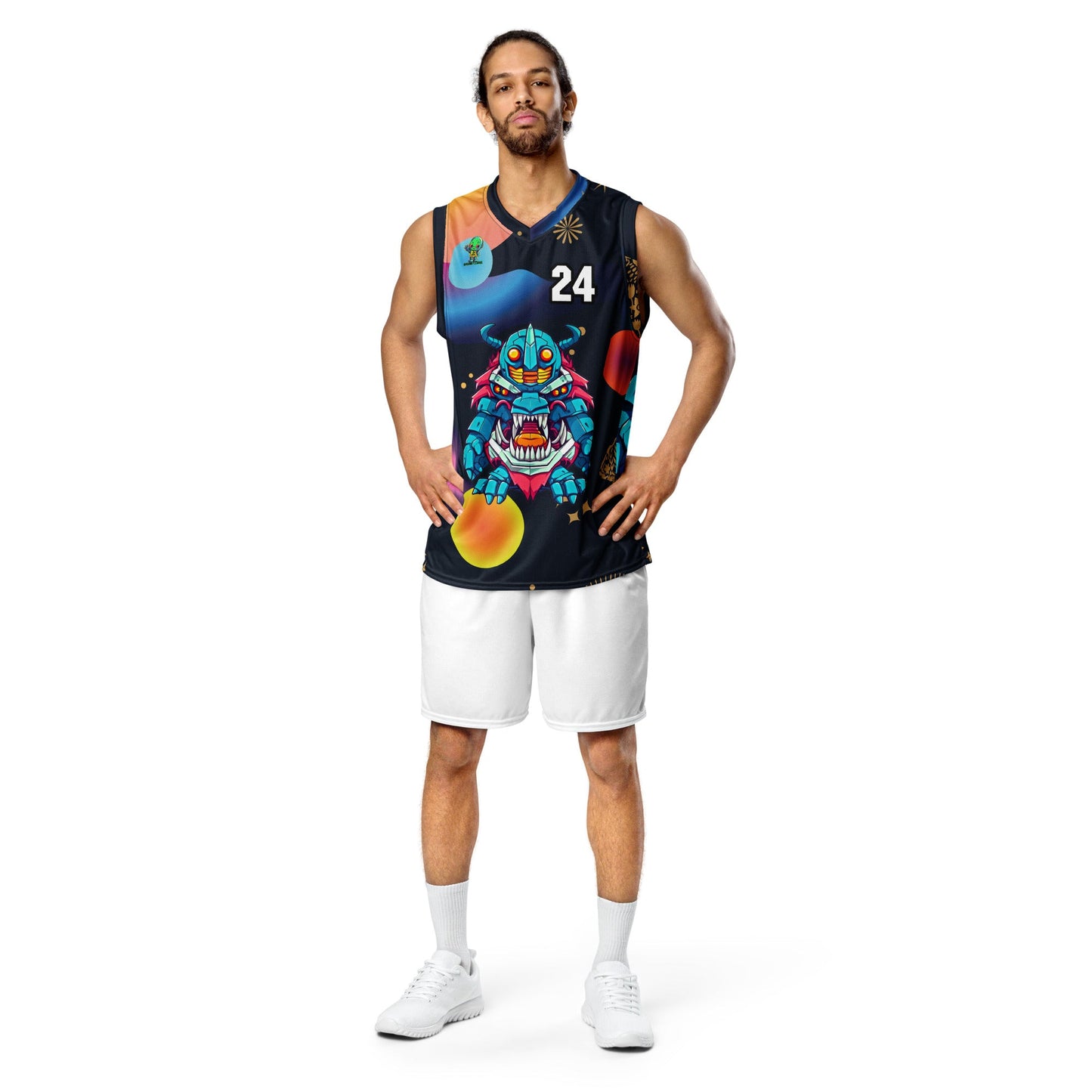 Rex the Reactor Watcher - Recycled unisex basketball jersey - Nebula Night Colorway - BBairt