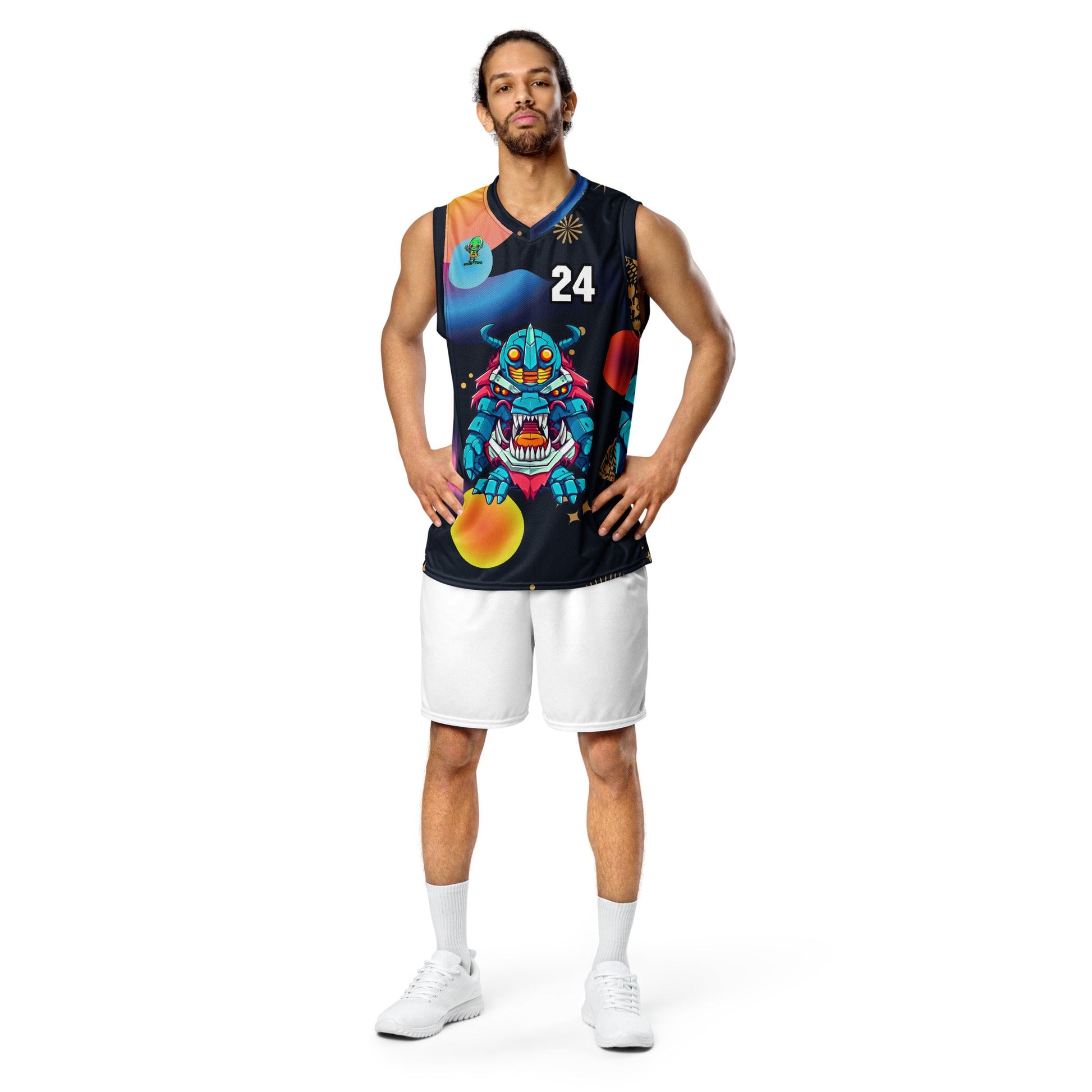 Rex the Reactor Watcher - Recycled unisex basketball jersey - Nebula Night Colorway - BBairt