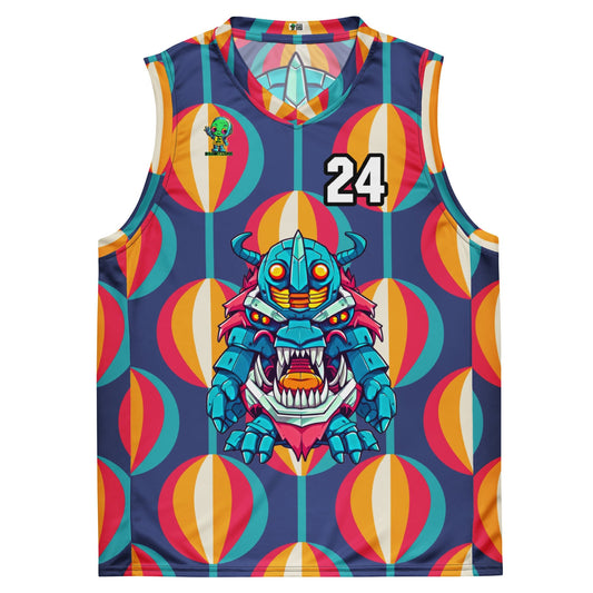 Rex the Reactor Watcher - Recycled unisex basketball jersey - Retro Carnival Colorway - BBairt