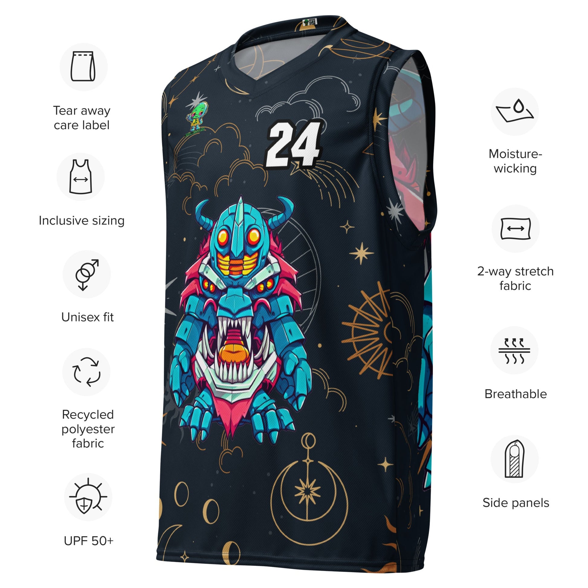 Rex the Reactor Watcher - Recycled unisex basketball jersey - Starry Odyssey Colorway - BBairt