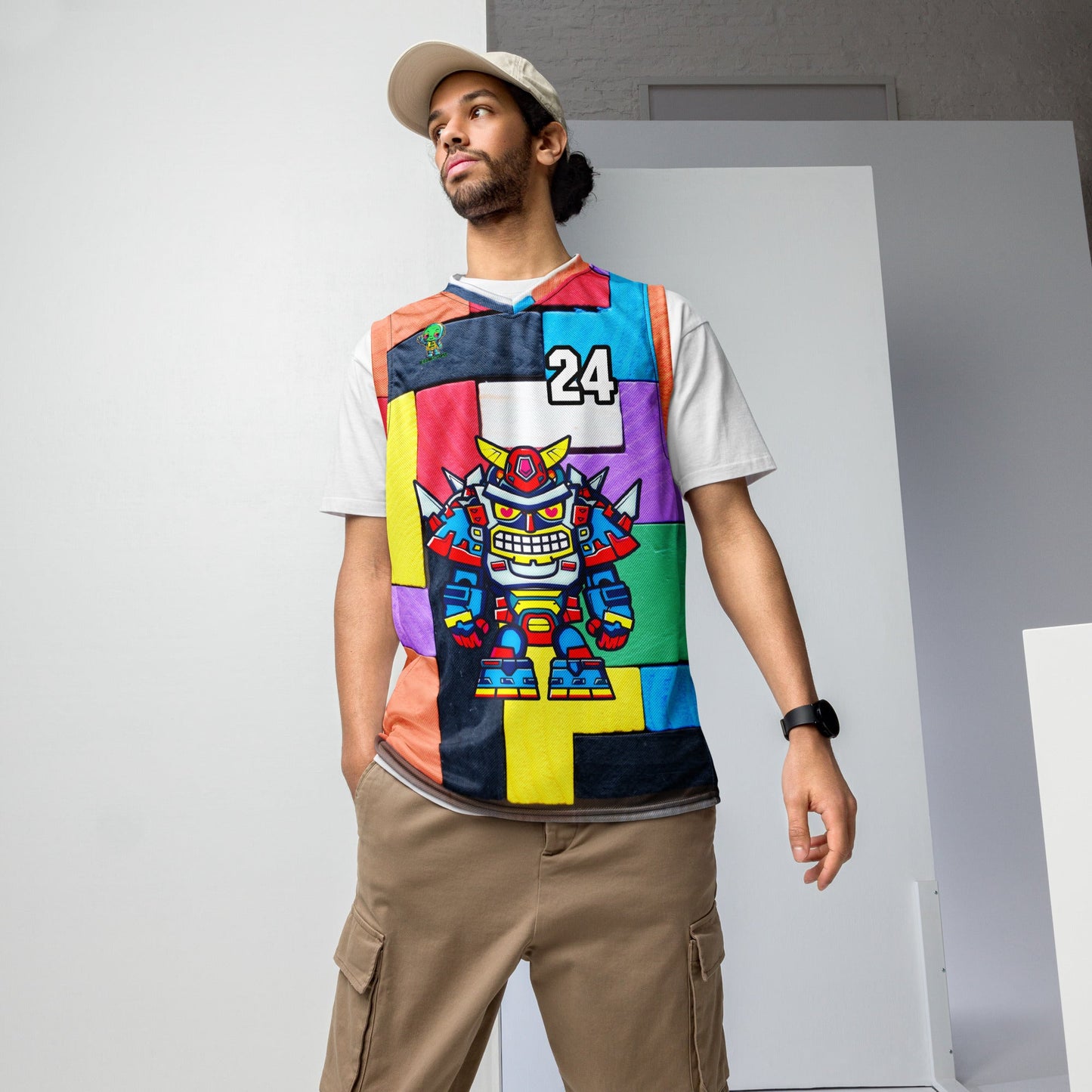 Robo Ranger - Recycled unisex basketball jersey - Block Fusion Colorway - BBairt