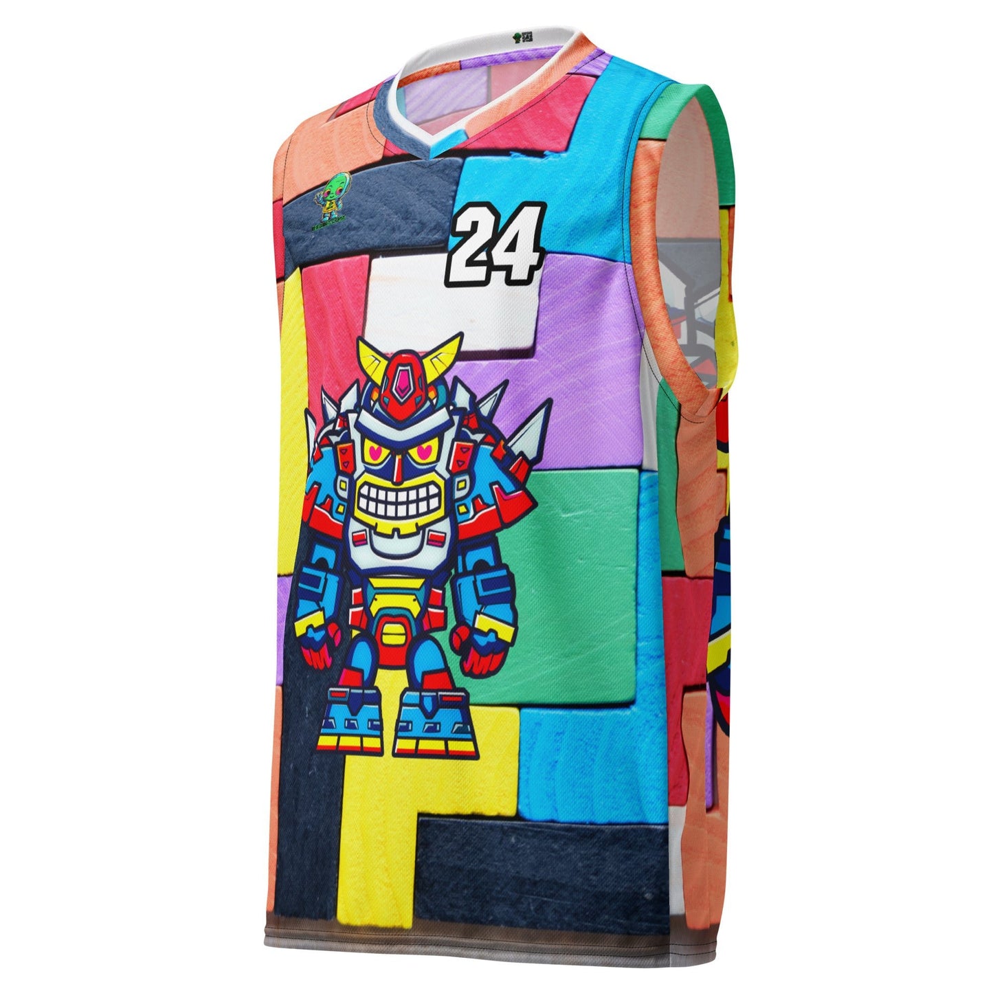 Robo Ranger - Recycled unisex basketball jersey - Block Fusion Colorway - BBairt