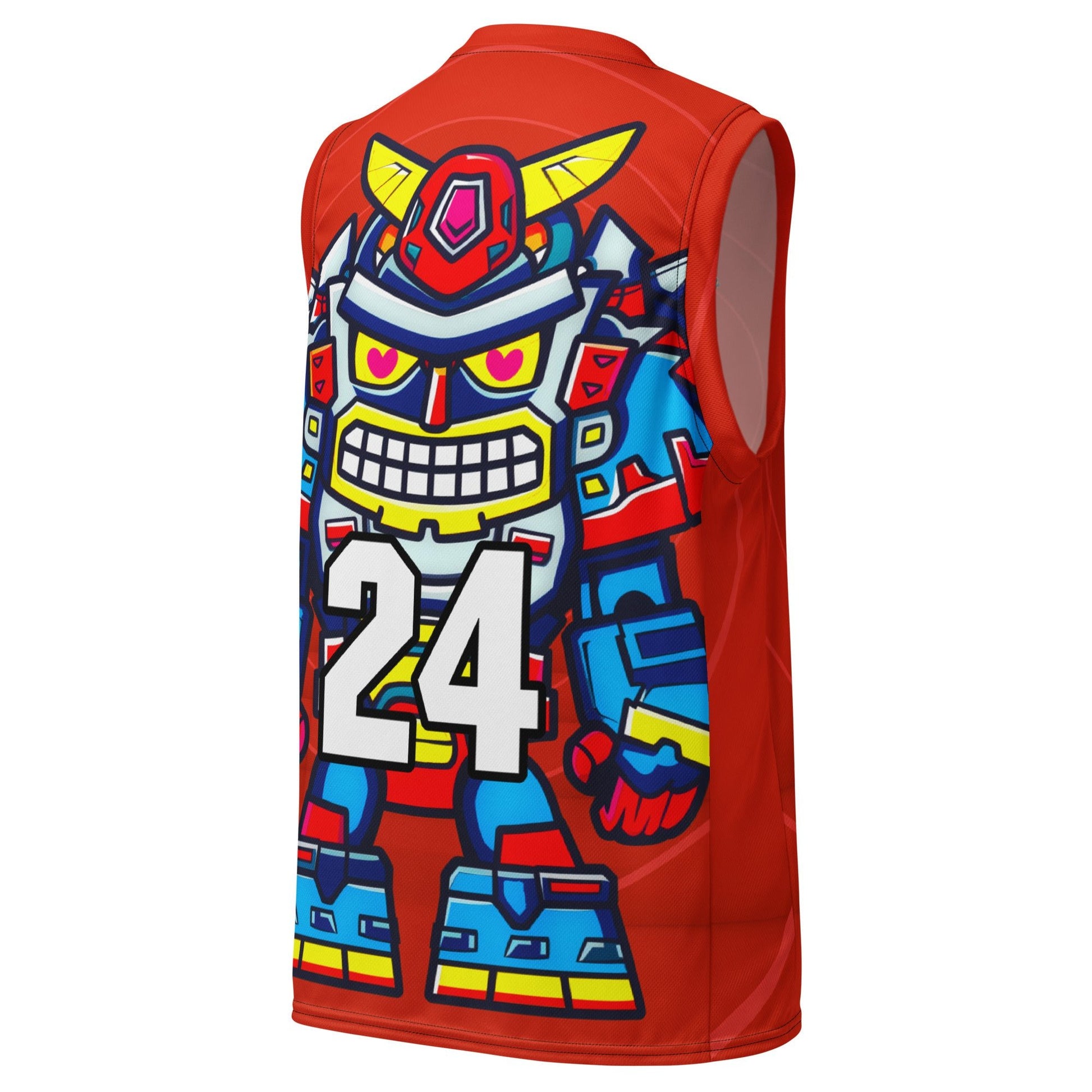 Robo Ranger - Recycled unisex basketball jersey - Crimson Vortex - BBairt