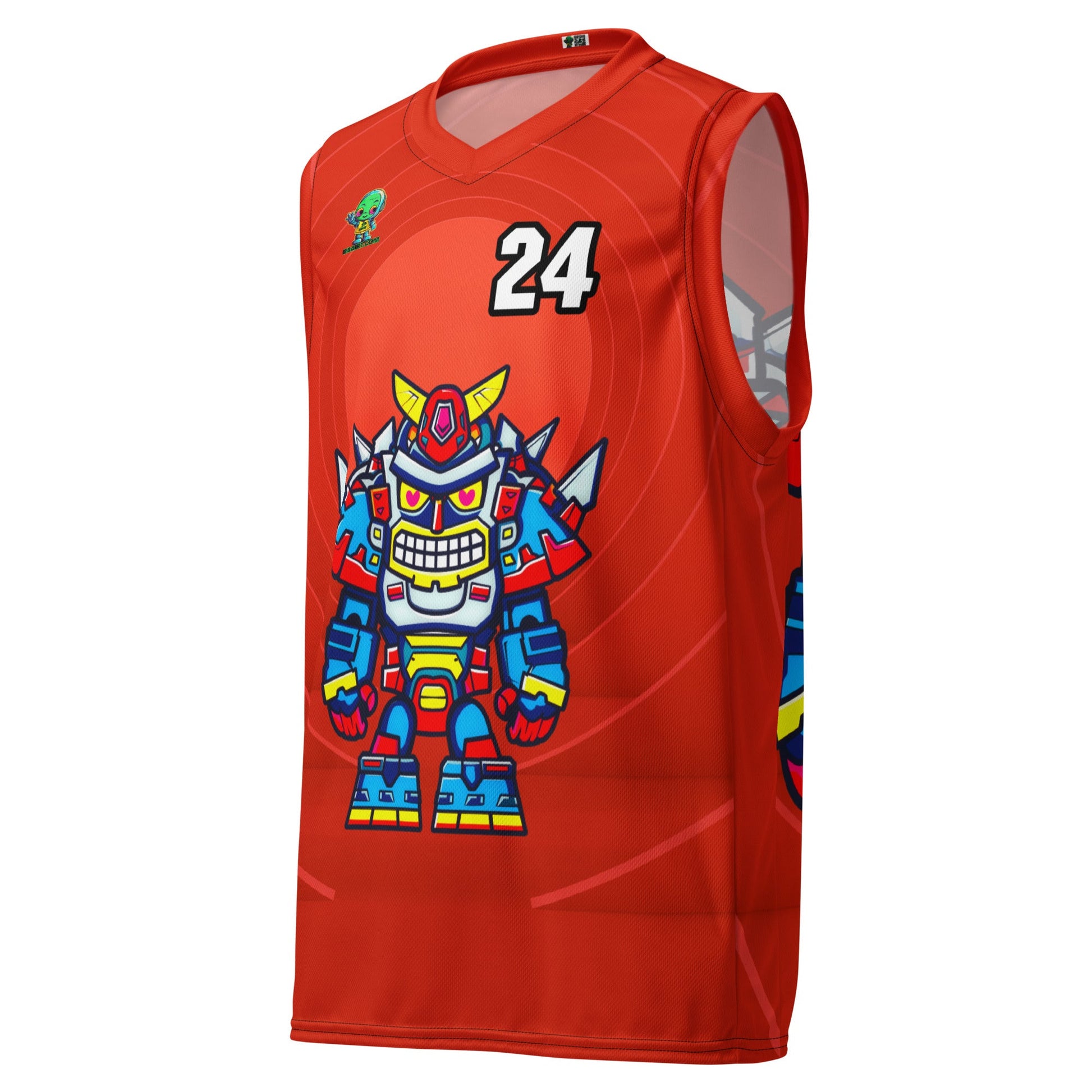 Robo Ranger - Recycled unisex basketball jersey - Crimson Vortex - BBairt