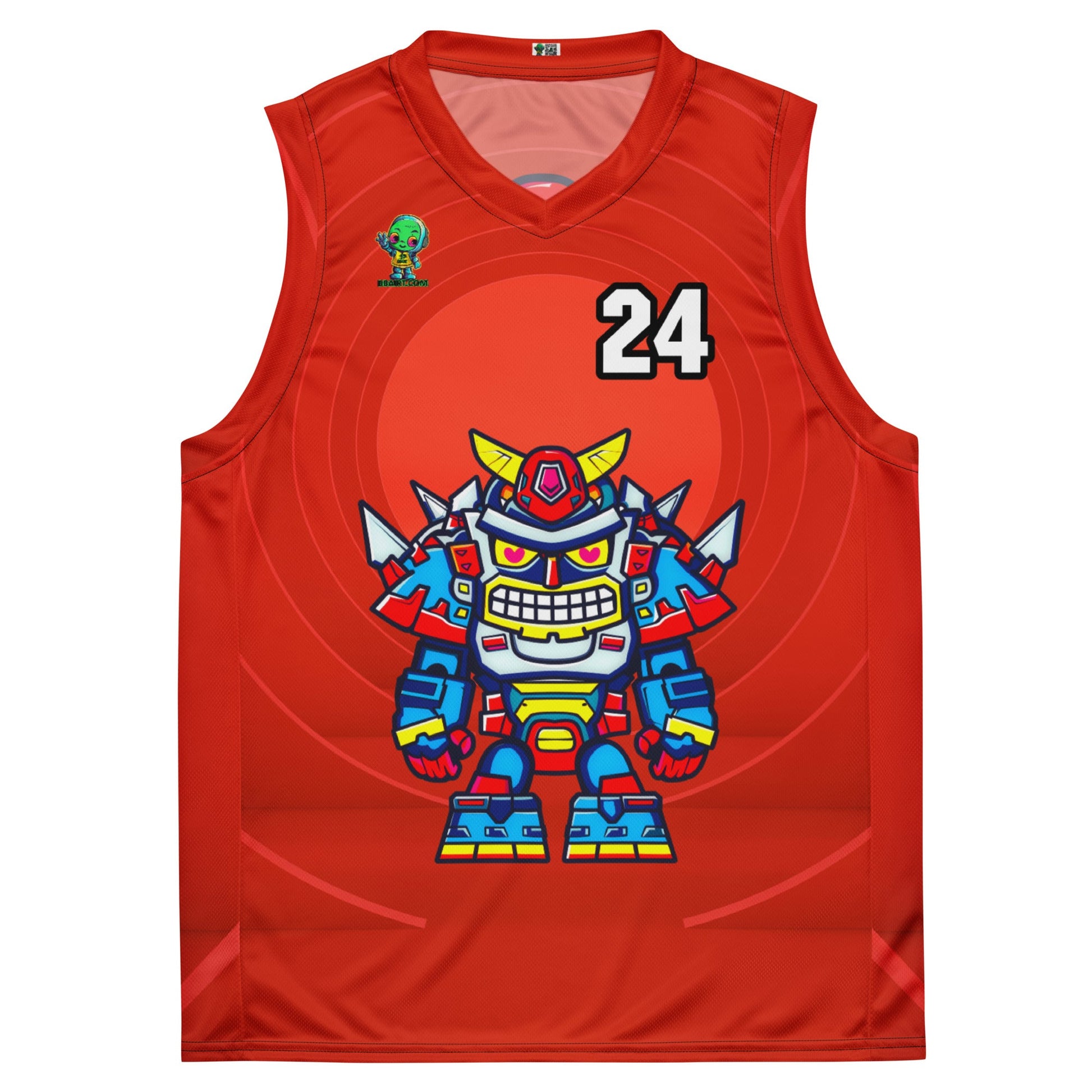 Robo Ranger - Recycled unisex basketball jersey - Crimson Vortex - BBairt