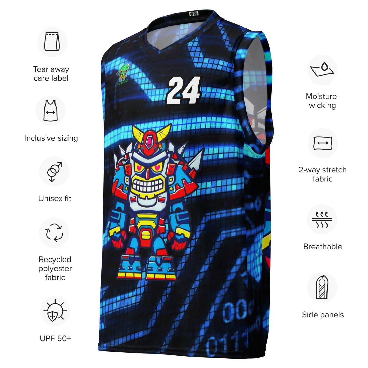 Robo Ranger - Recycled unisex basketball jersey - Digital Pulse - BBairt