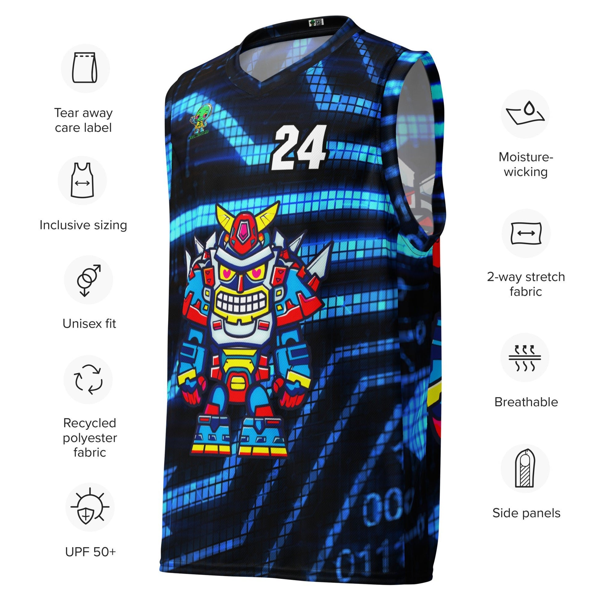Robo Ranger - Recycled unisex basketball jersey - Digital Pulse - BBairt
