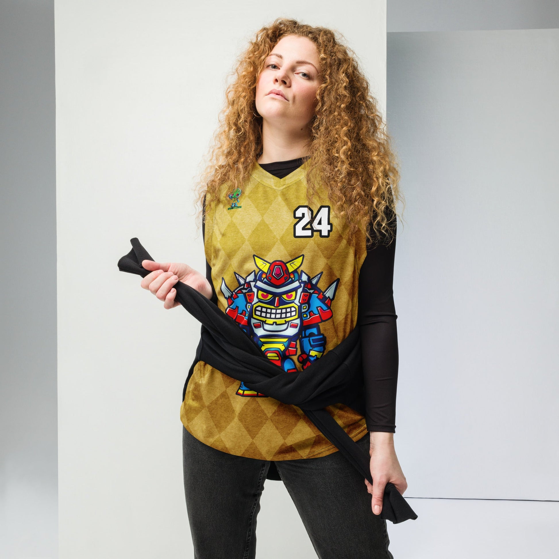 Robo Ranger - Recycled unisex basketball jersey - Golden Argyle - BBairt