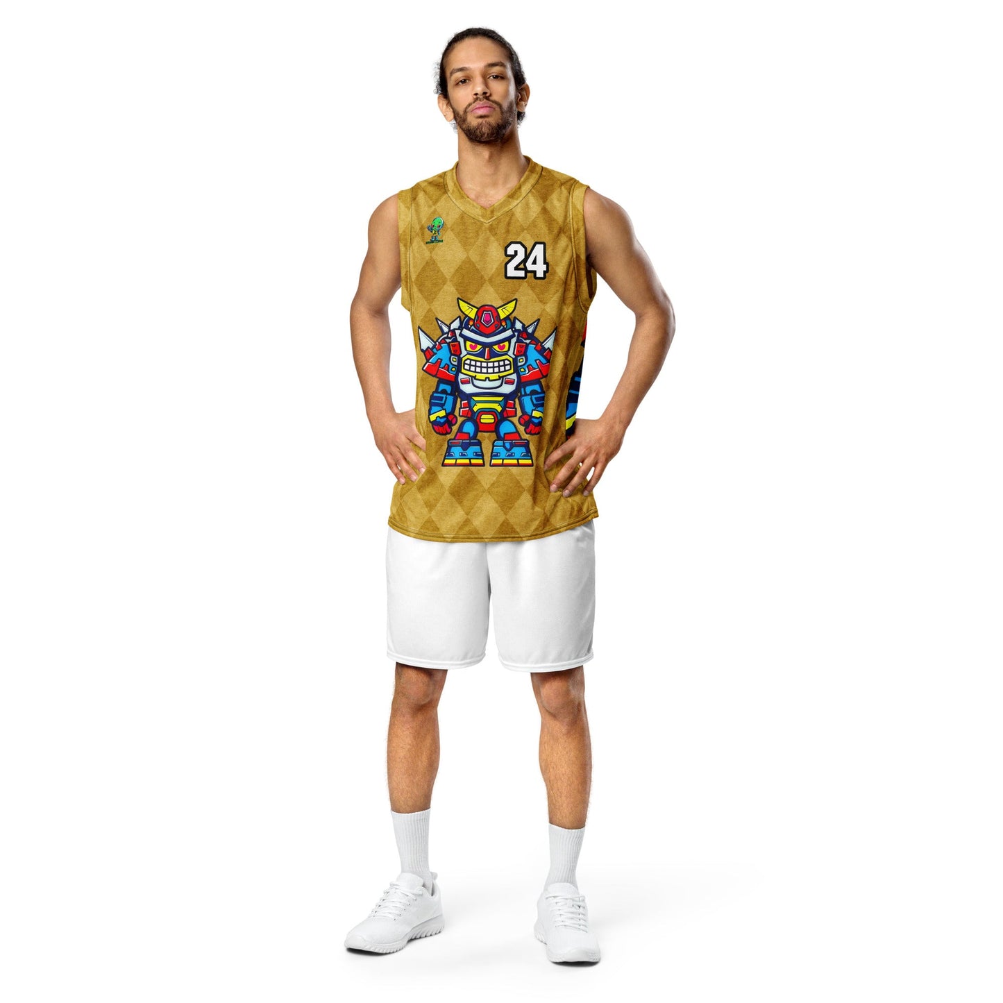 Robo Ranger - Recycled unisex basketball jersey - Golden Argyle - BBairt
