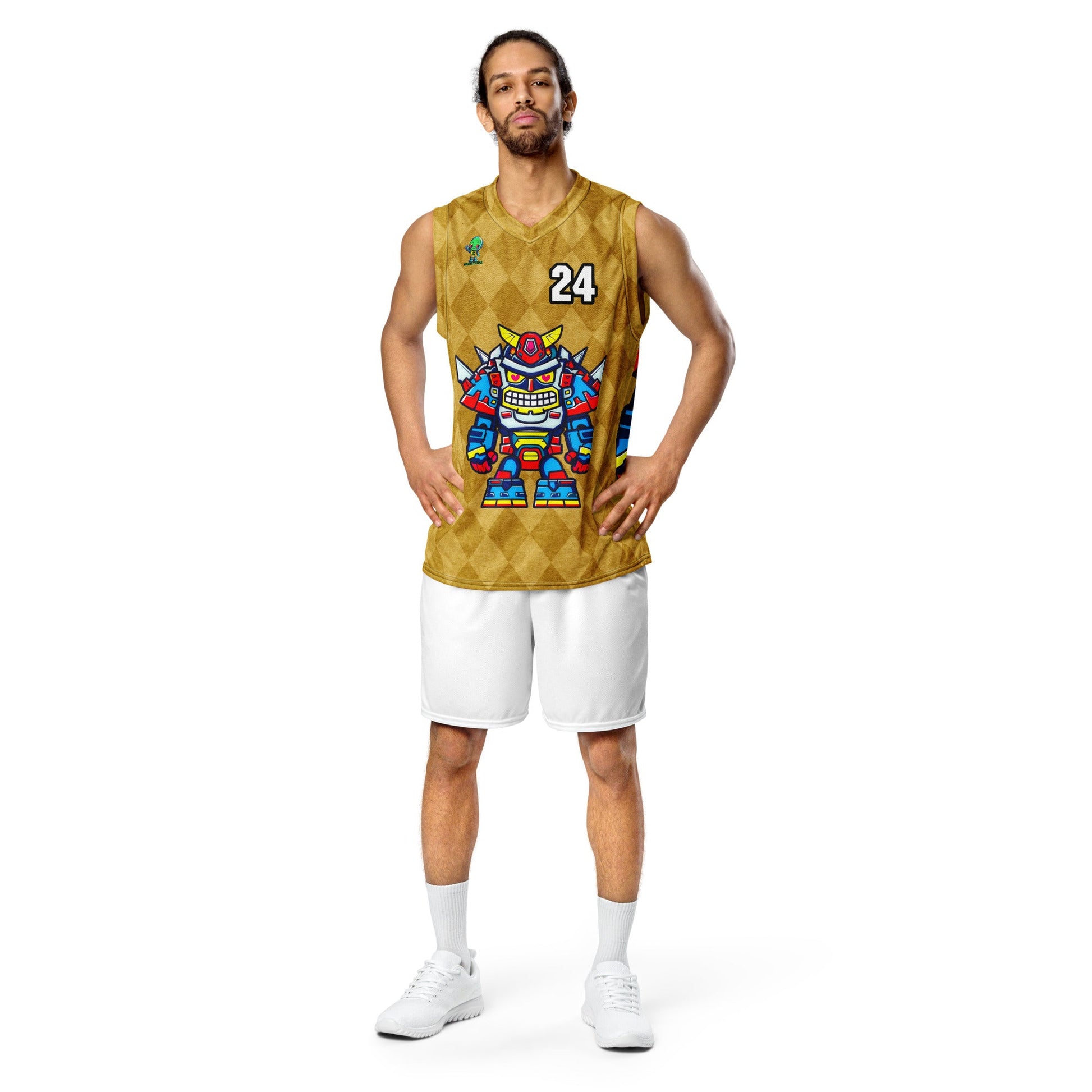 Robo Ranger - Recycled unisex basketball jersey - Golden Argyle - BBairt