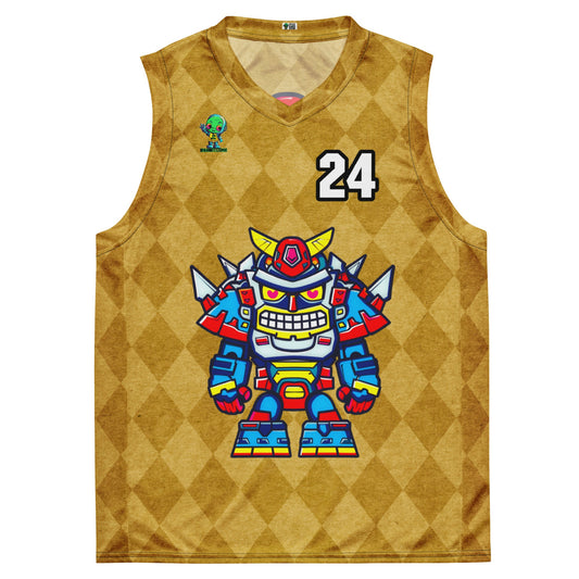 Robo Ranger - Recycled unisex basketball jersey - Golden Argyle - BBairt