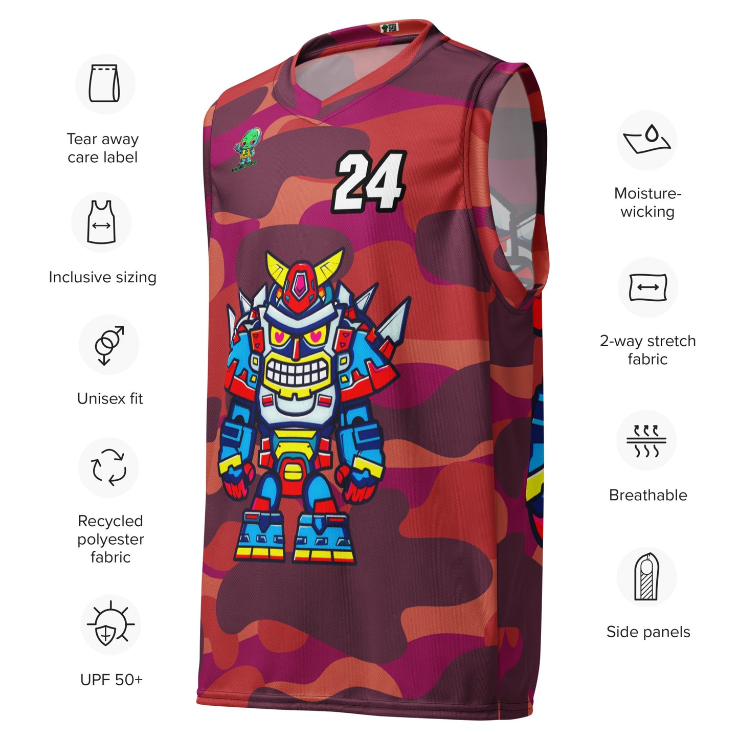 Robo Ranger - Recycled unisex basketball jersey - Inferno Camo - BBairt