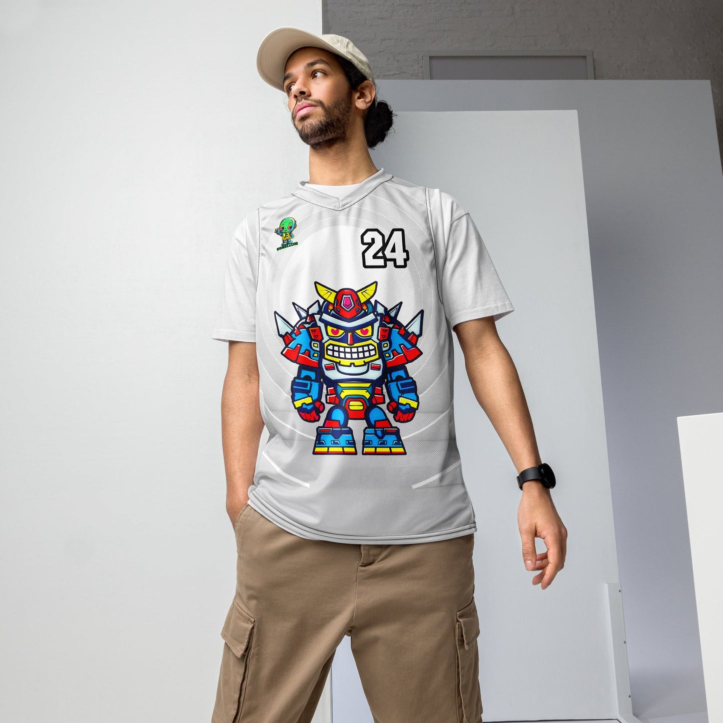 Robo Ranger - Recycled unisex basketball jersey - Ivory Vortex Colorway - BBairt