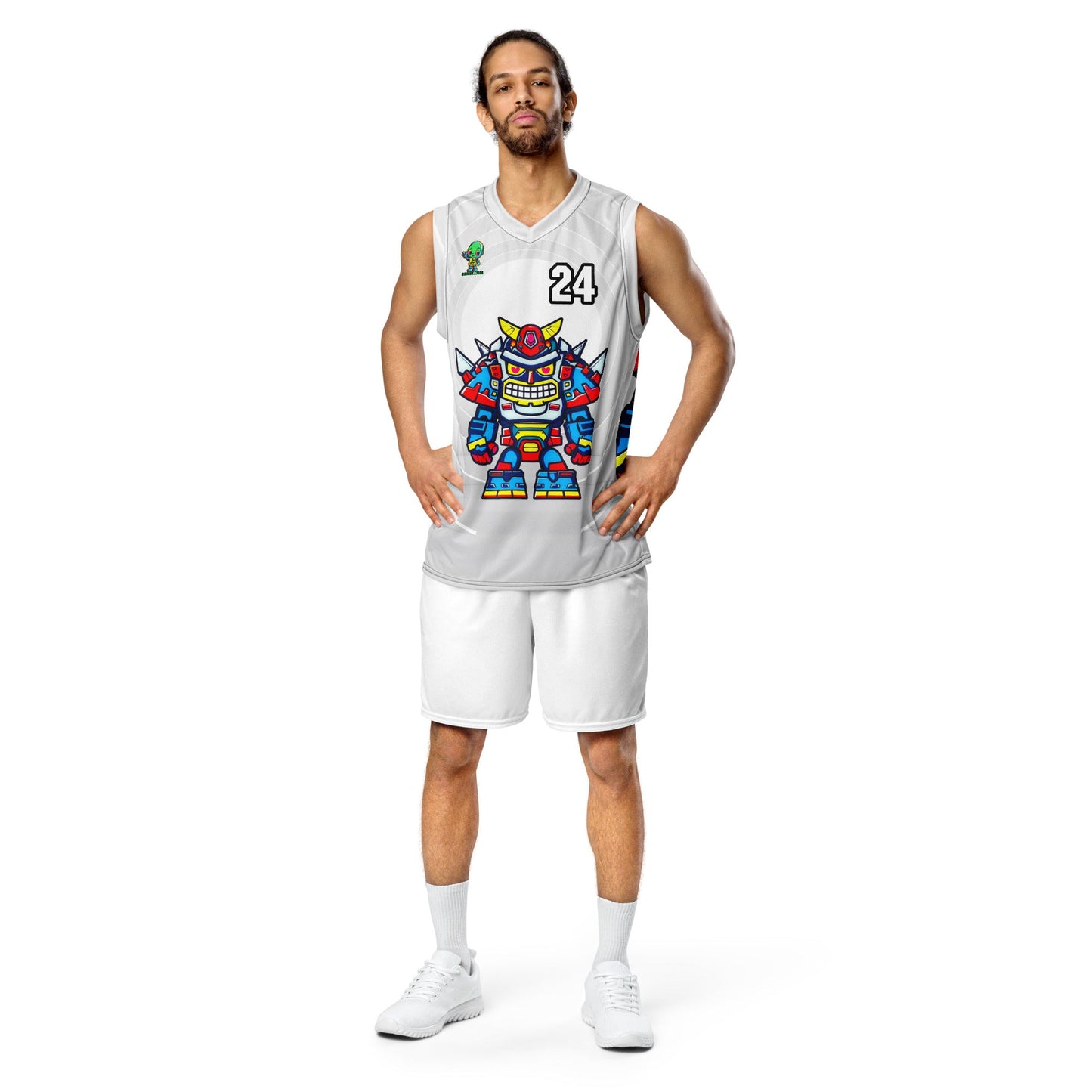Robo Ranger - Recycled unisex basketball jersey - Ivory Vortex Colorway - BBairt