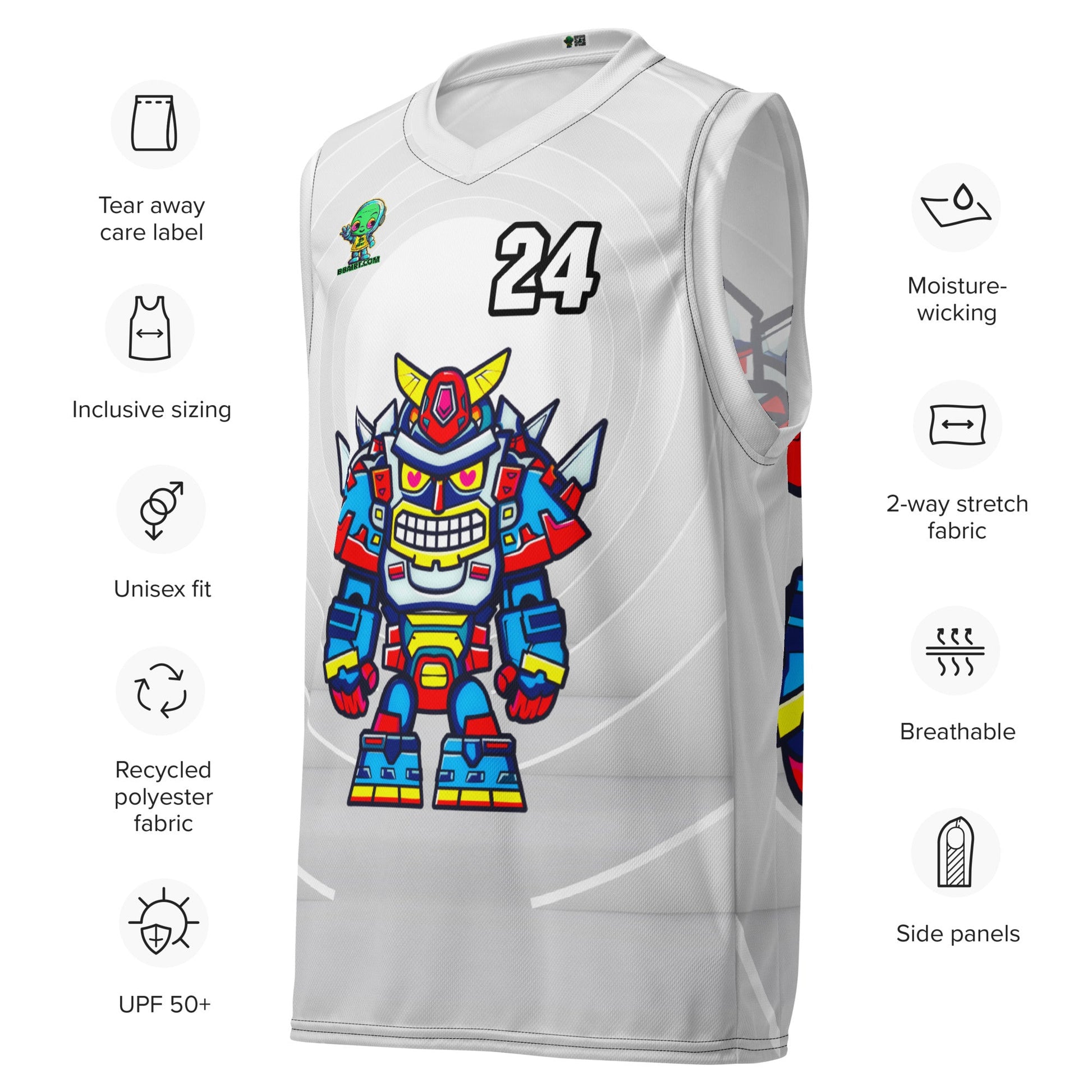 Robo Ranger - Recycled unisex basketball jersey - Ivory Vortex Colorway - BBairt