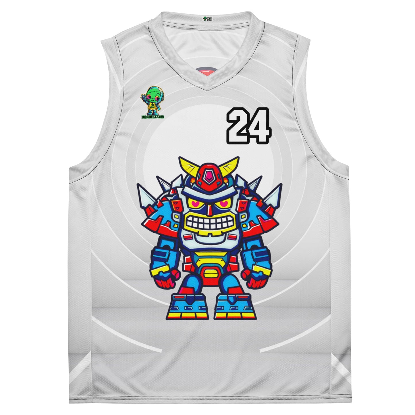 Robo Ranger - Recycled unisex basketball jersey - Ivory Vortex Colorway - BBairt