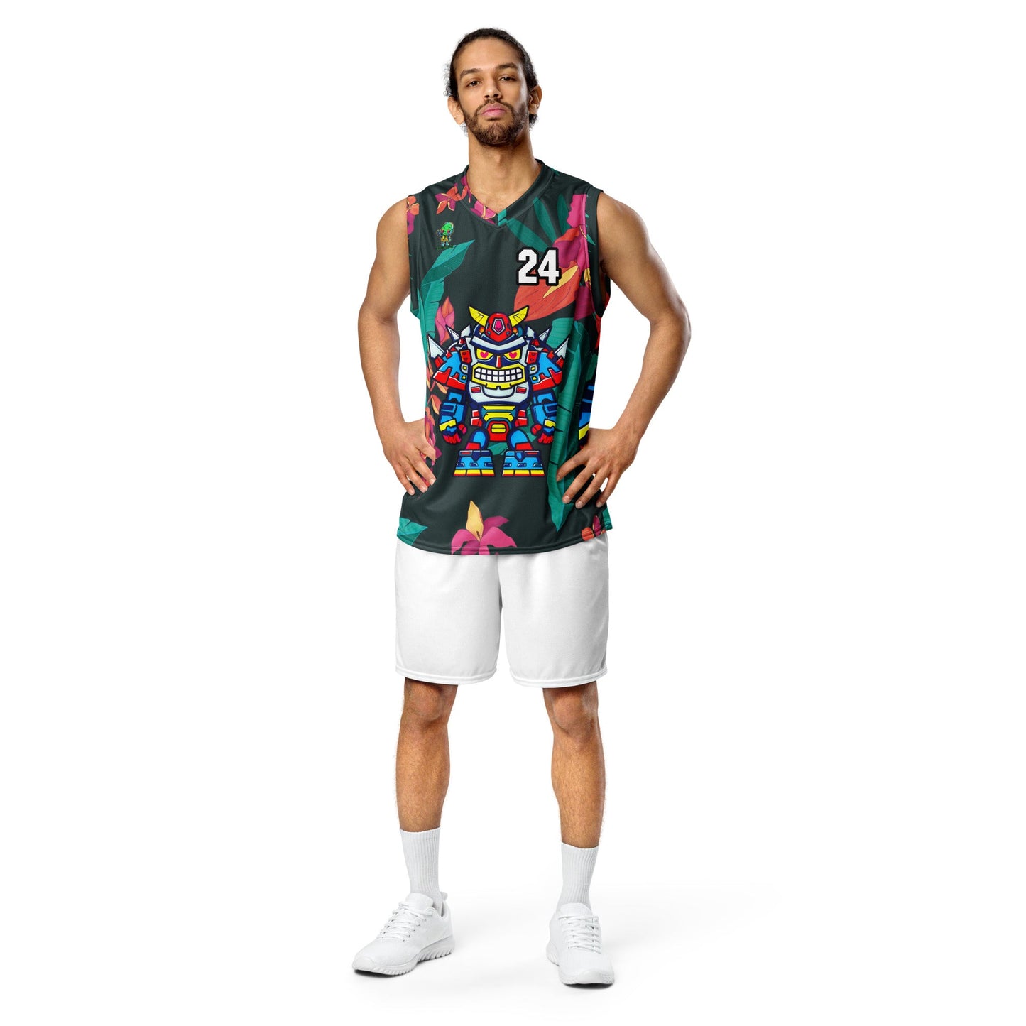 Robo Ranger - Recycled unisex basketball jersey - Midnight Jungle Colorway - BBairt