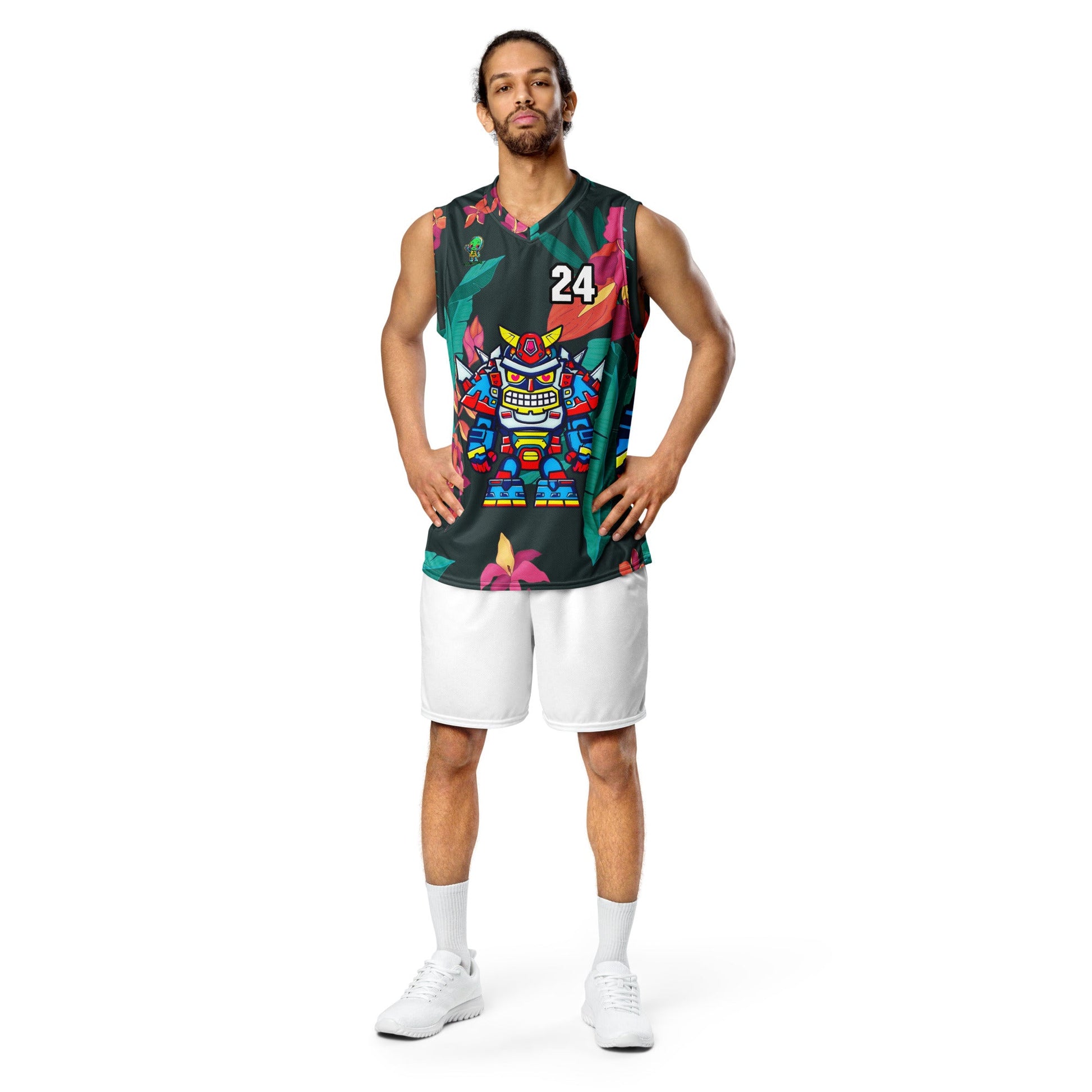 Robo Ranger - Recycled unisex basketball jersey - Midnight Jungle Colorway - BBairt