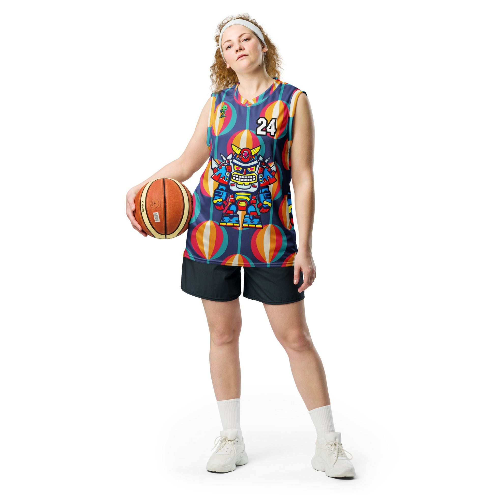 Robo Ranger - Recycled unisex basketball jersey - Retro Carnival Colorway - BBairt
