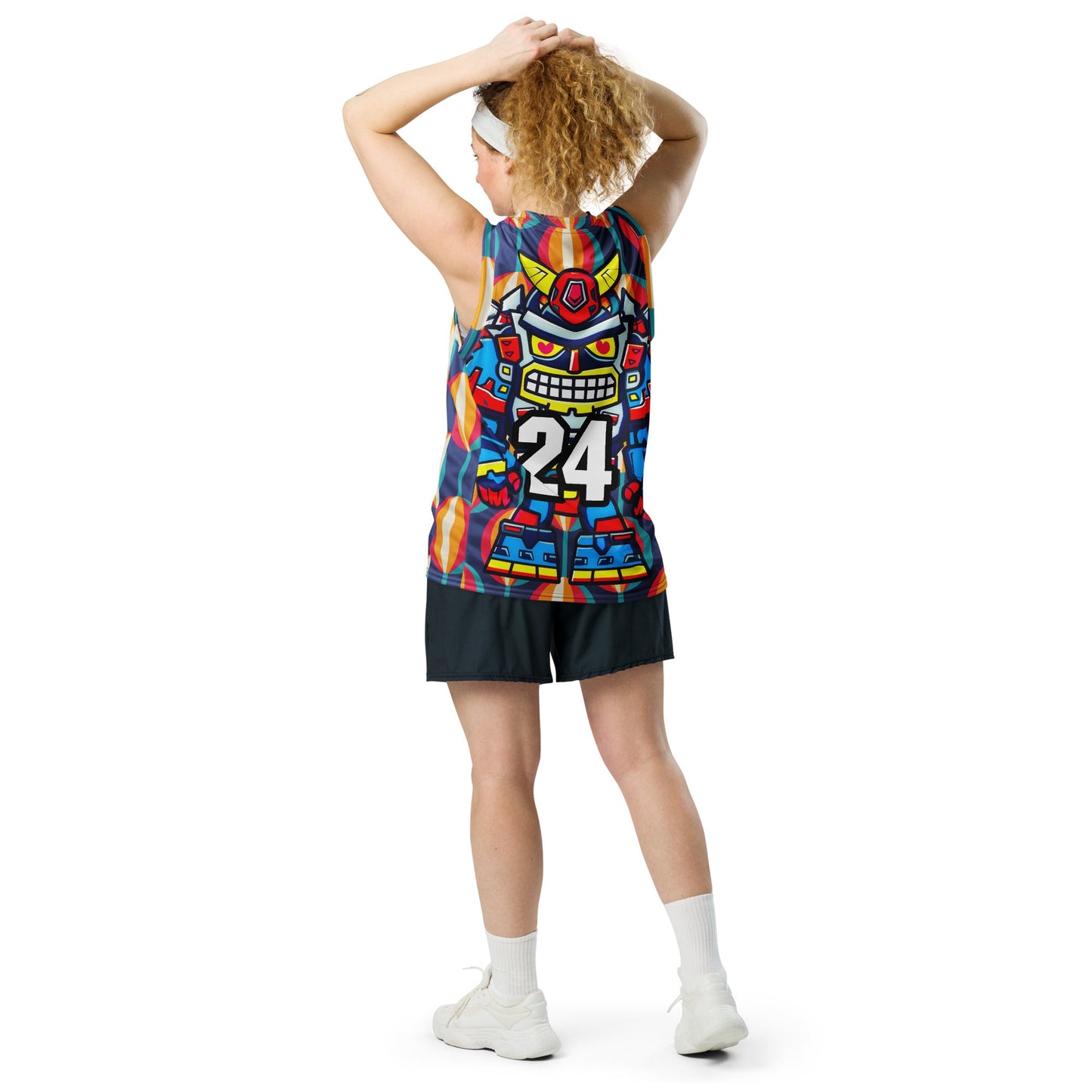 Robo Ranger - Recycled unisex basketball jersey - Retro Carnival Colorway - BBairt