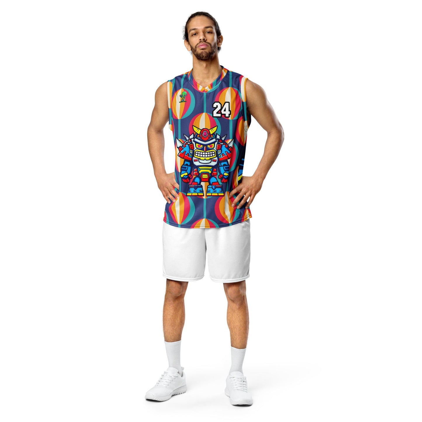 Robo Ranger - Recycled unisex basketball jersey - Retro Carnival Colorway - BBairt