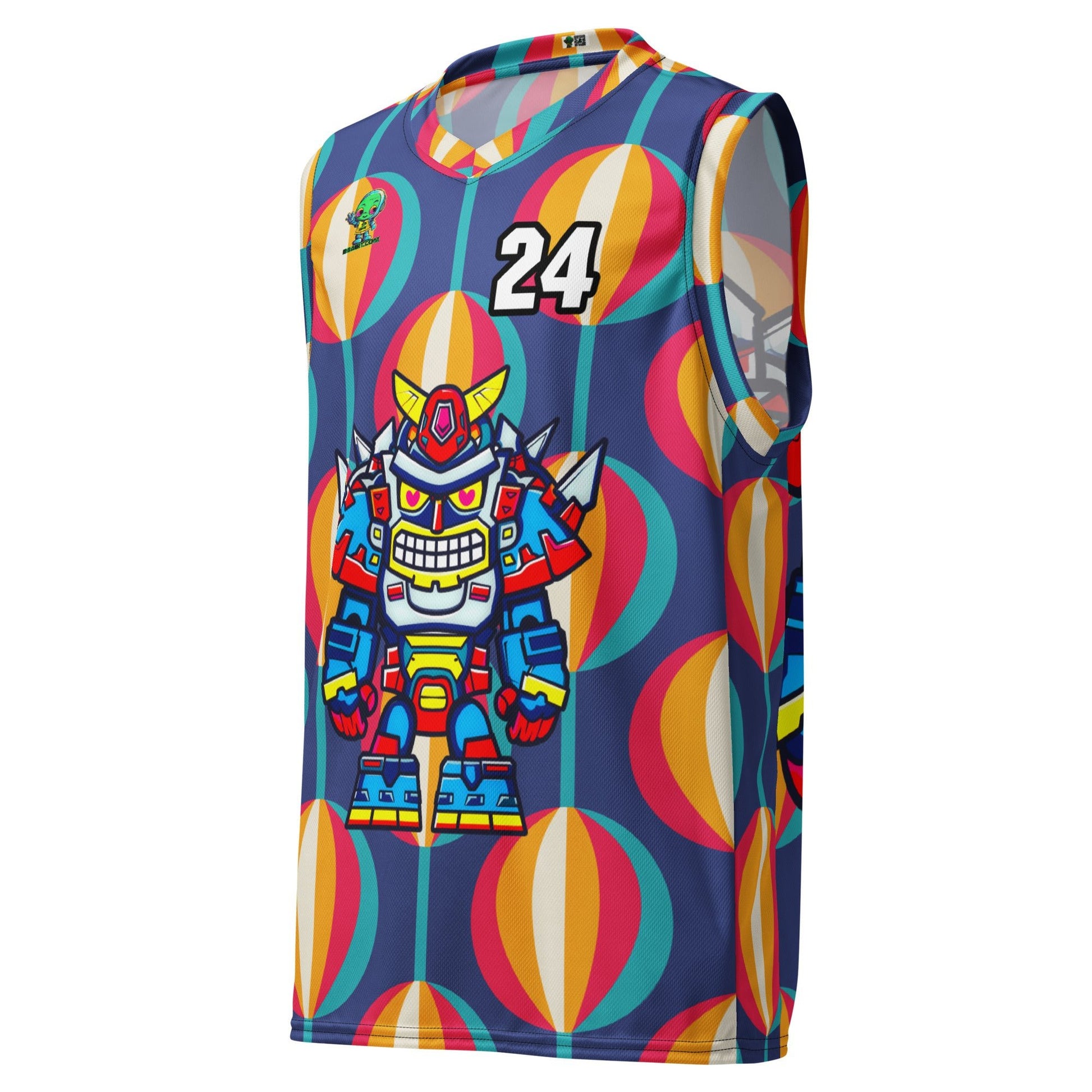 Robo Ranger - Recycled unisex basketball jersey - Retro Carnival Colorway - BBairt