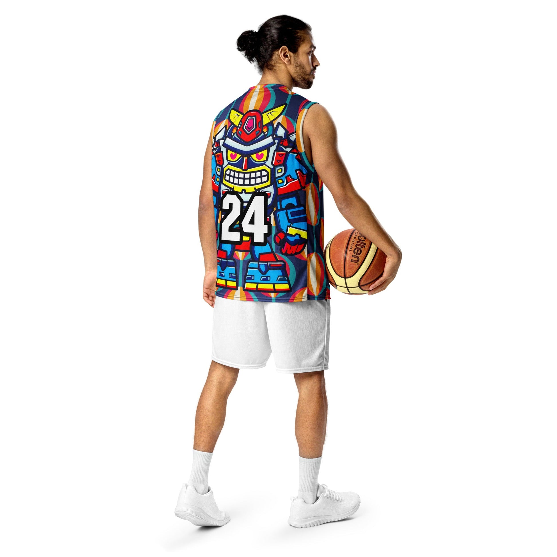 Robo Ranger - Recycled unisex basketball jersey - Retro Carnival Colorway - BBairt