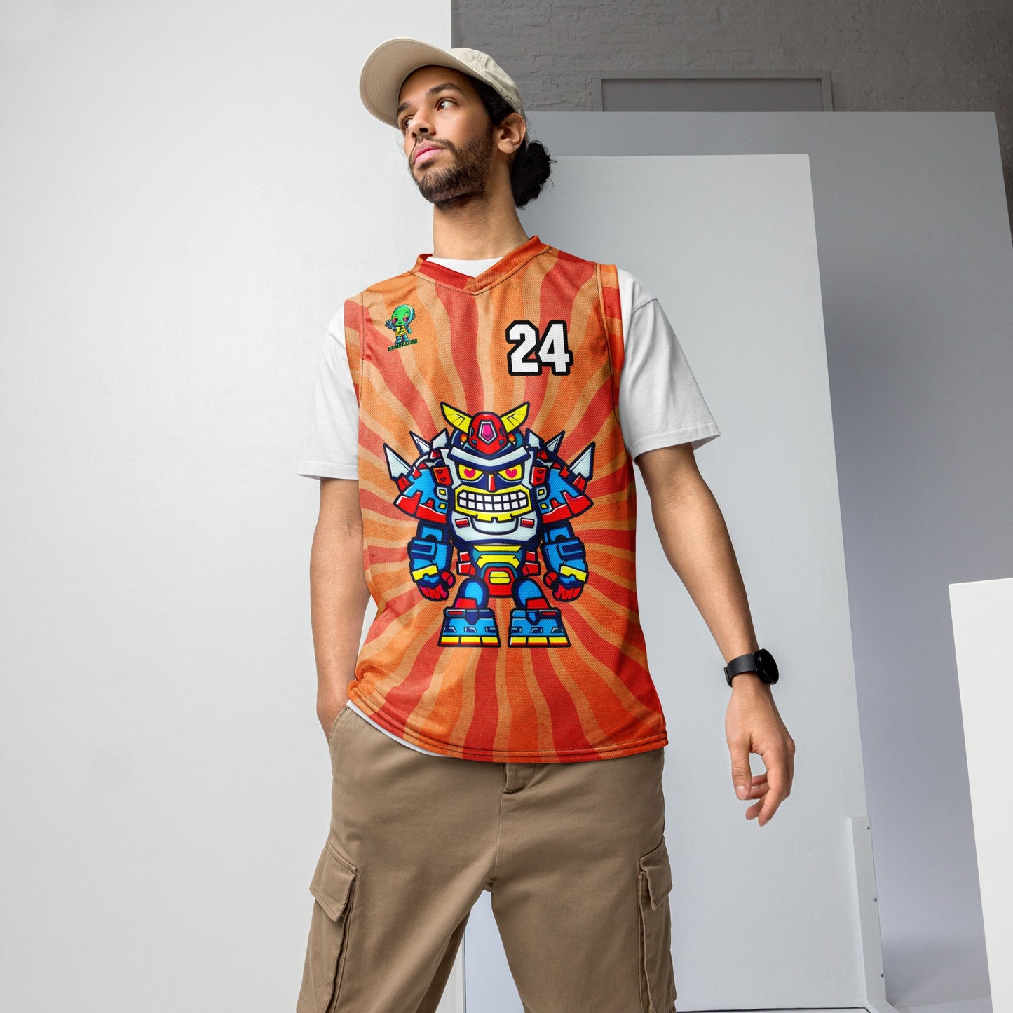 Robo Ranger - Recycled unisex basketball jersey - Solar Flare Colorway - BBairt