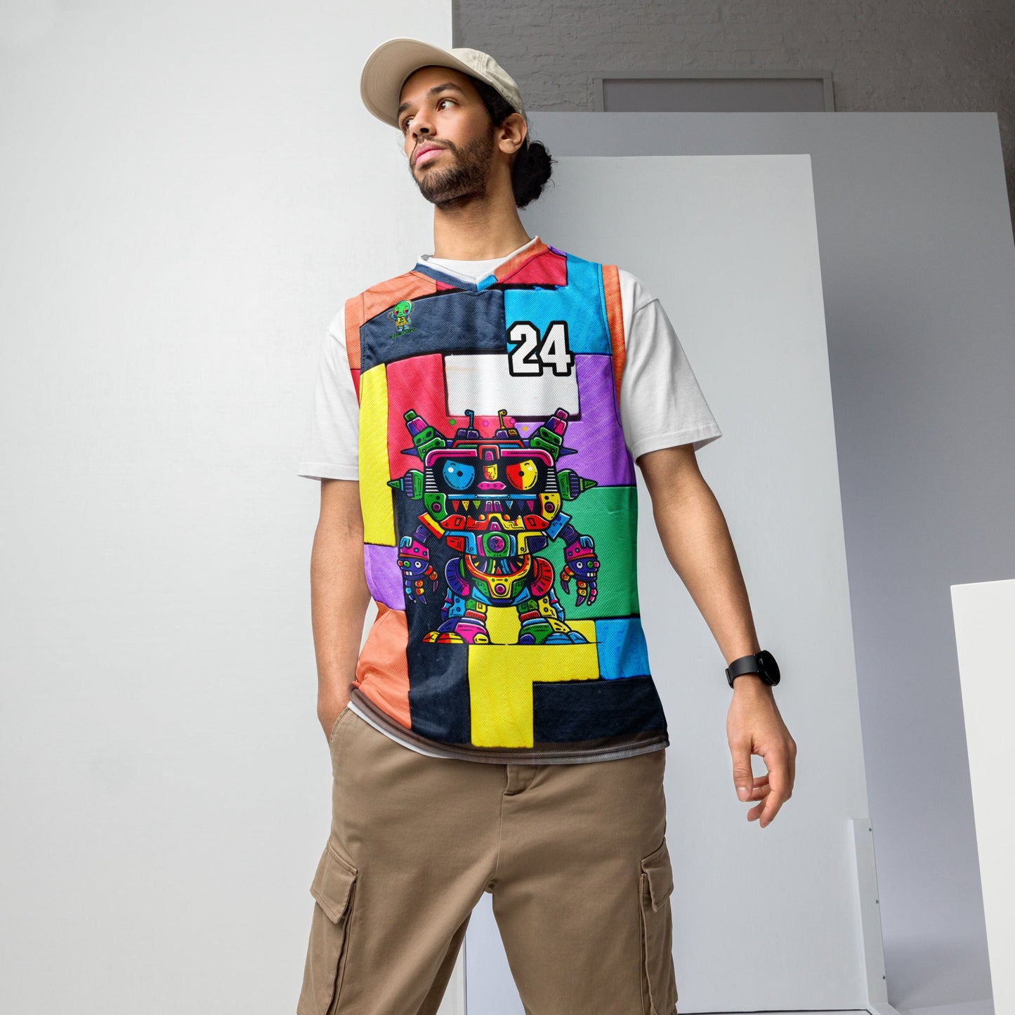 Robo Rebel - Recycled unisex basketball jersey - Block Fusion Colorway - BBairt