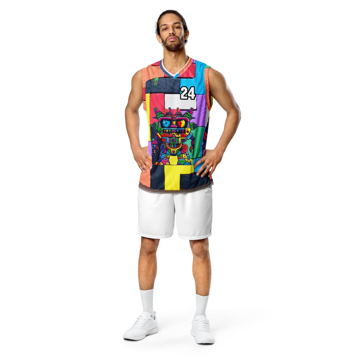 Robo Rebel - Recycled unisex basketball jersey - Block Fusion Colorway - BBairt
