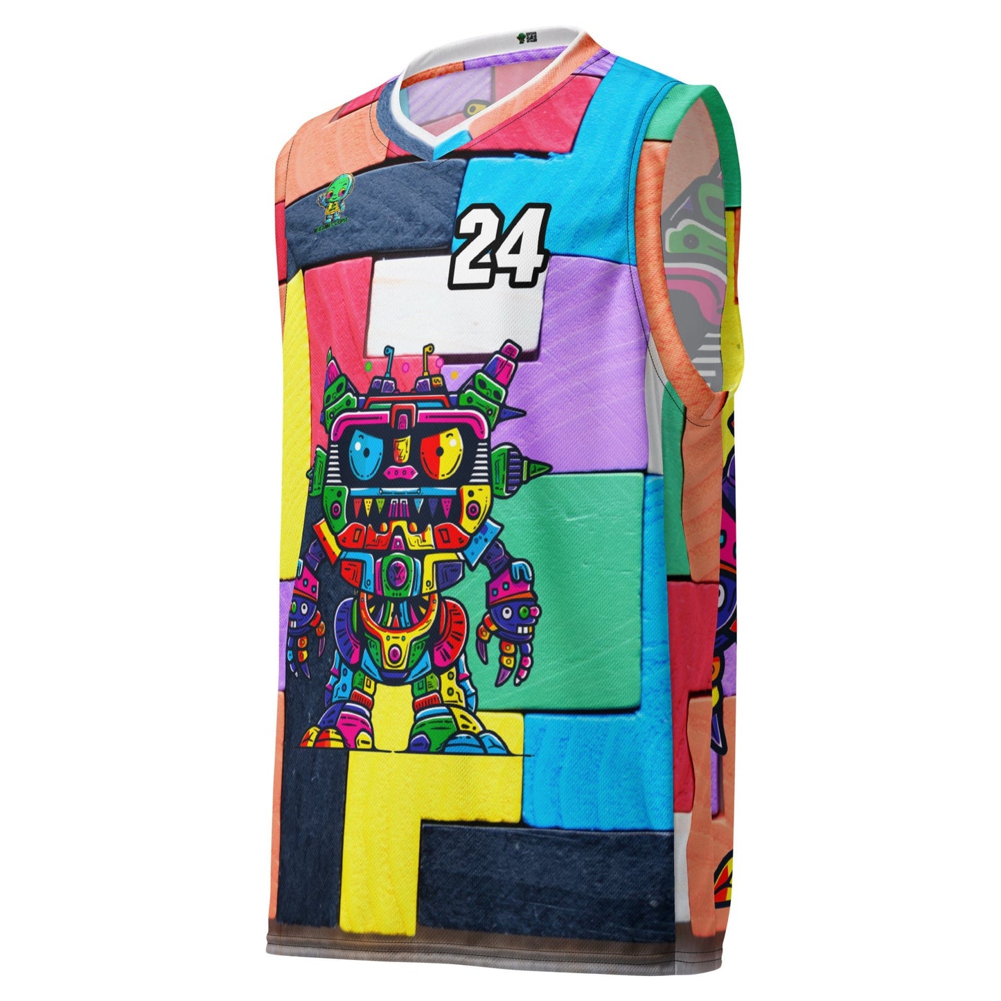 Robo Rebel - Recycled unisex basketball jersey - Block Fusion Colorway - BBairt