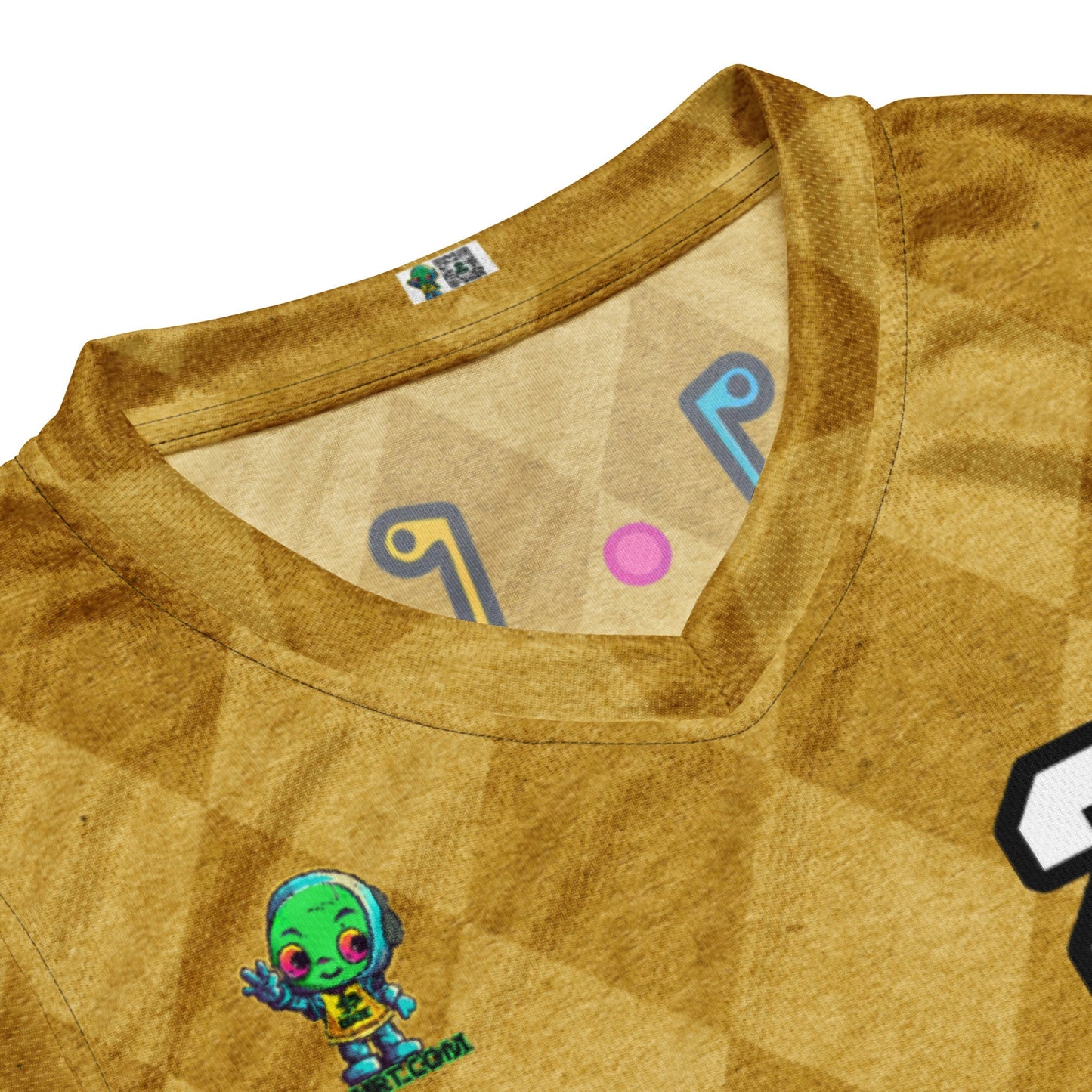 Robo Rebel - Recycled unisex basketball jersey - Golden Argyle Colorway - BBairt