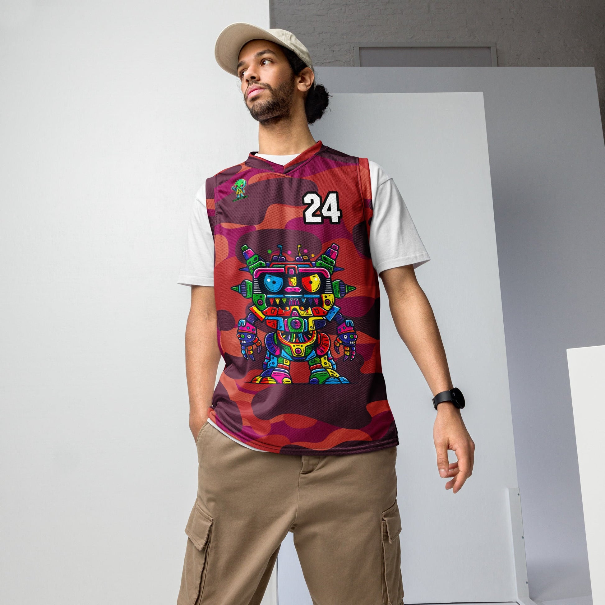 Robo Rebel - Recycled unisex basketball jersey - Inferno Camo Colorway - BBairt