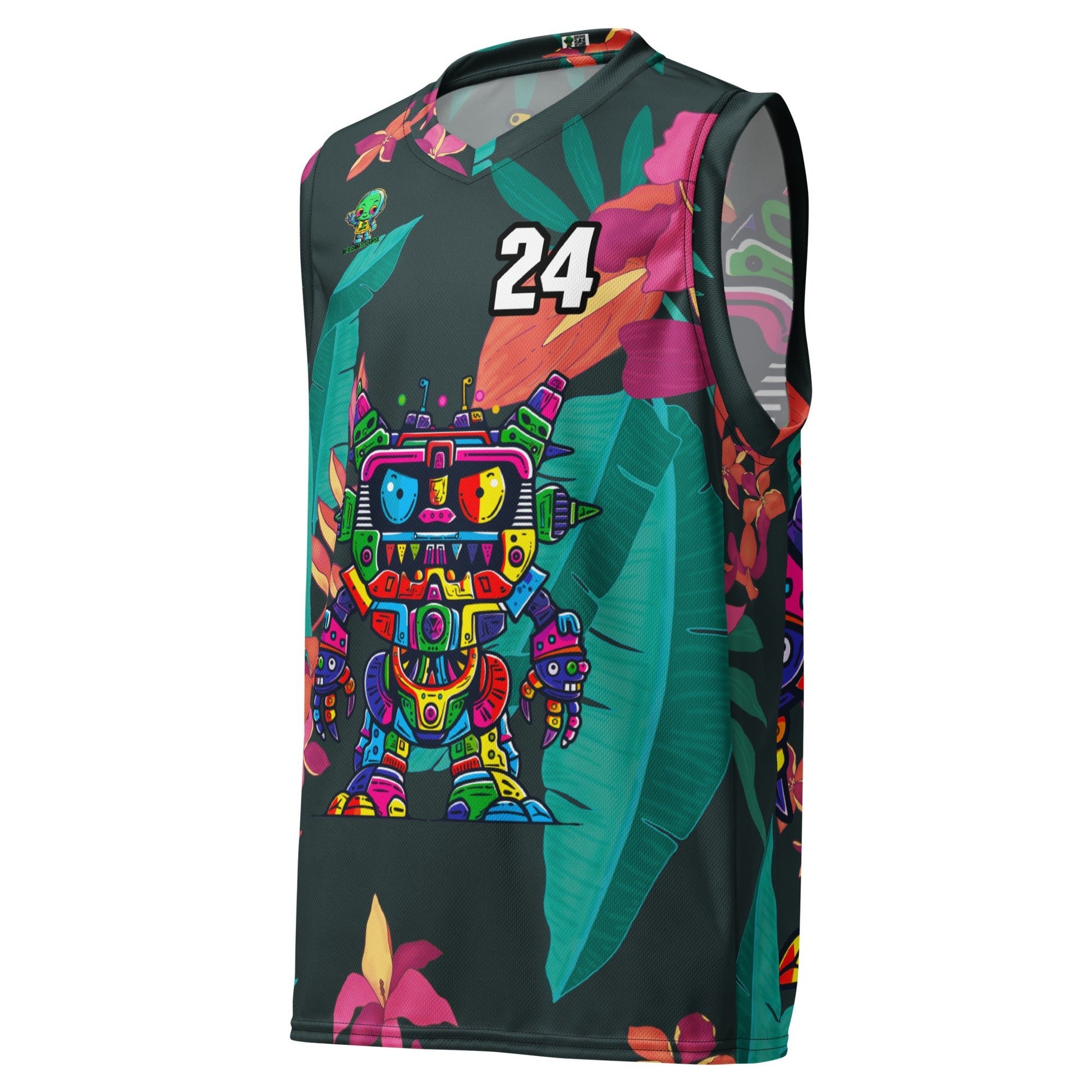 Robo Rebel - Recycled unisex basketball jersey - Midnight Jungle Colorway - BBairt