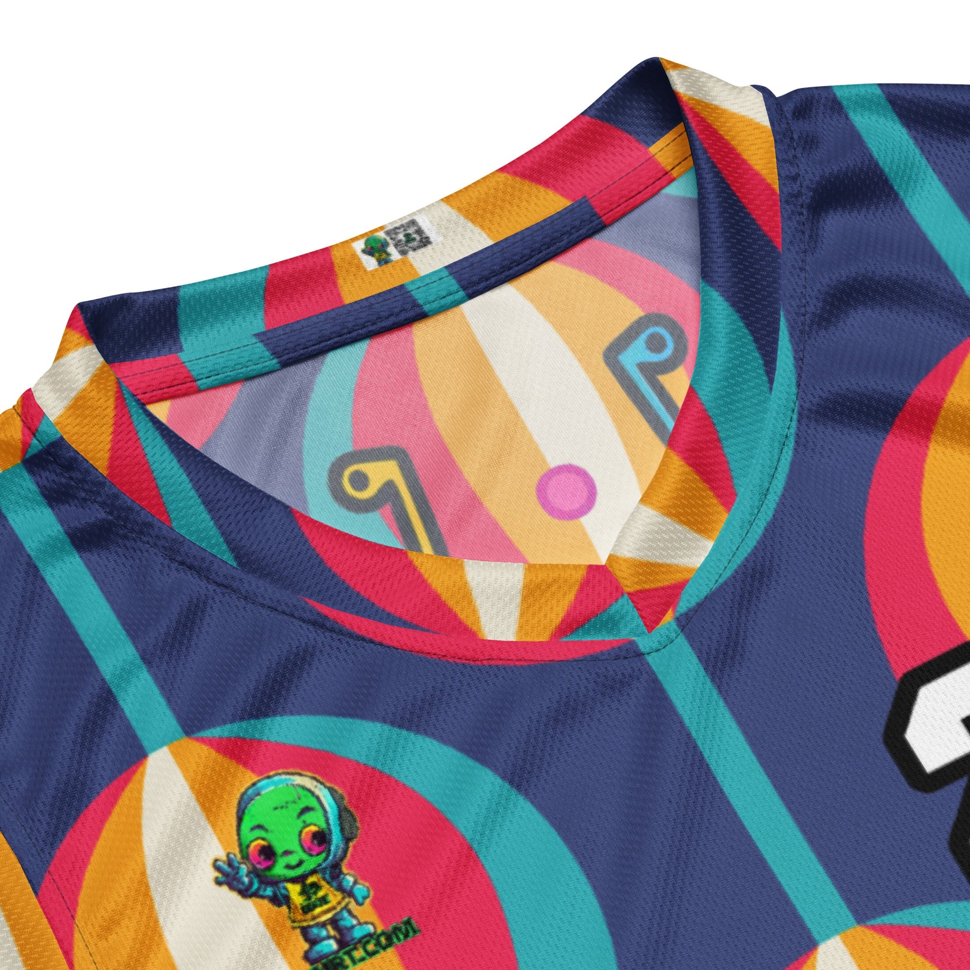 Robo Rebel - Recycled unisex basketball jersey - Retro Carnival Colorway - BBairt