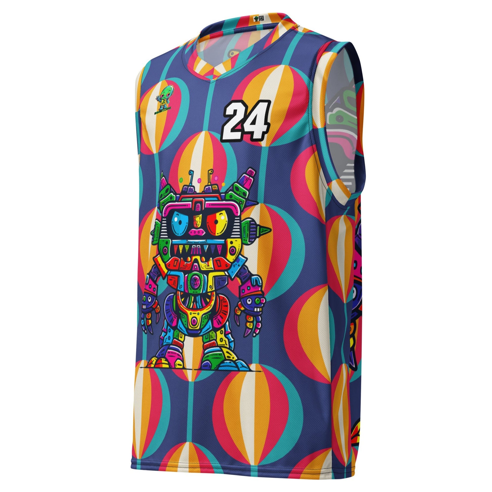 Robo Rebel - Recycled unisex basketball jersey - Retro Carnival Colorway - BBairt