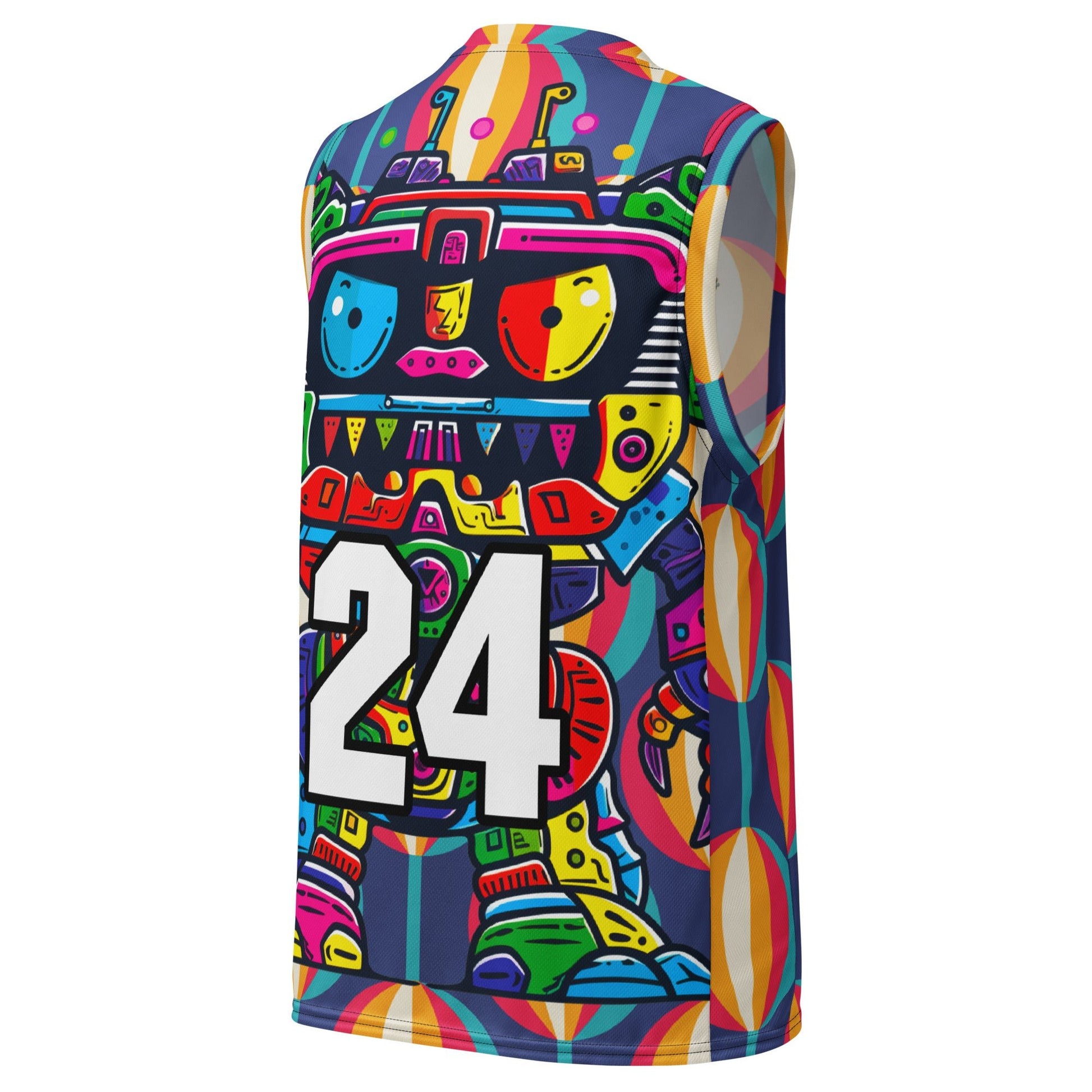 Robo Rebel - Recycled unisex basketball jersey - Retro Carnival Colorway - BBairt