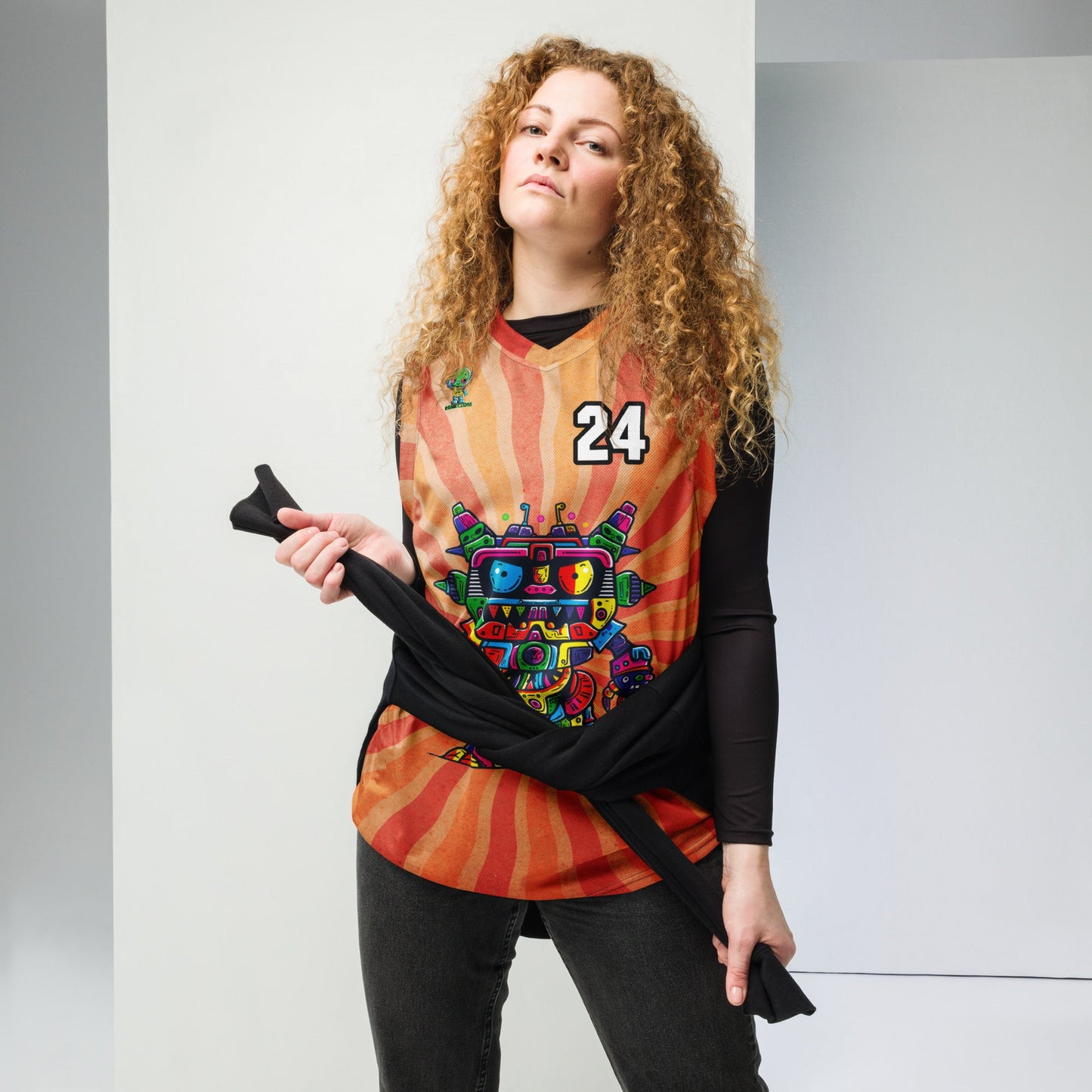 Robo Rebel - Recycled unisex basketball jersey - Solar Flare Colorway - BBairt