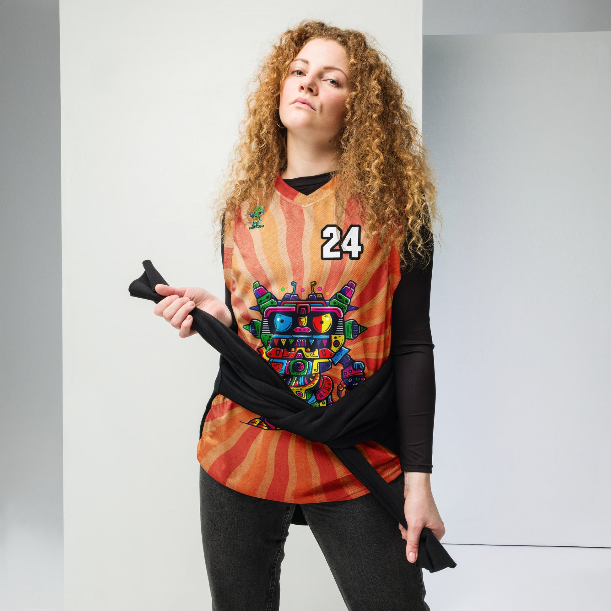 Robo Rebel - Recycled unisex basketball jersey - Solar Flare Colorway - BBairt