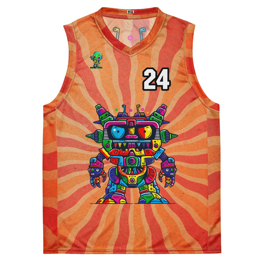 Robo Rebel - Recycled unisex basketball jersey - Solar Flare Colorway - BBairt