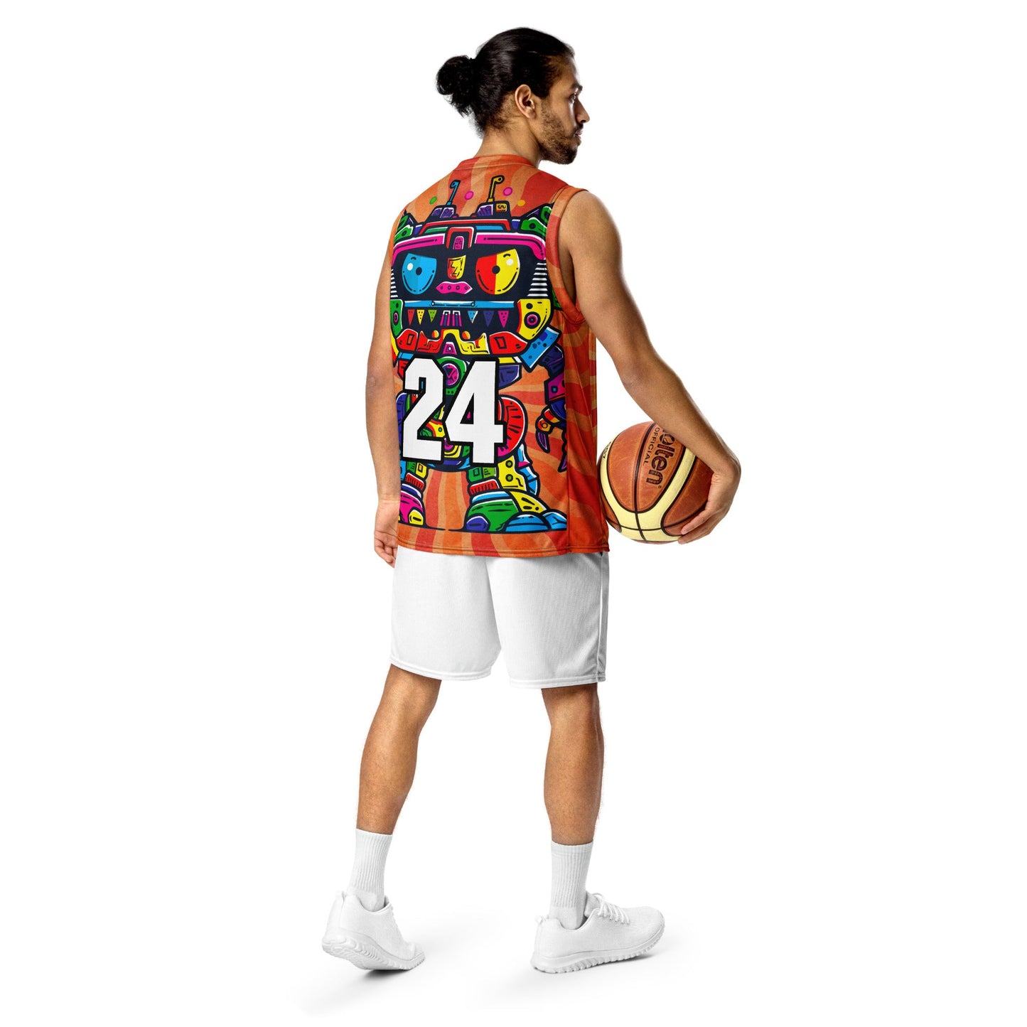 Robo Rebel - Recycled unisex basketball jersey - Solar Flare Colorway - BBairt