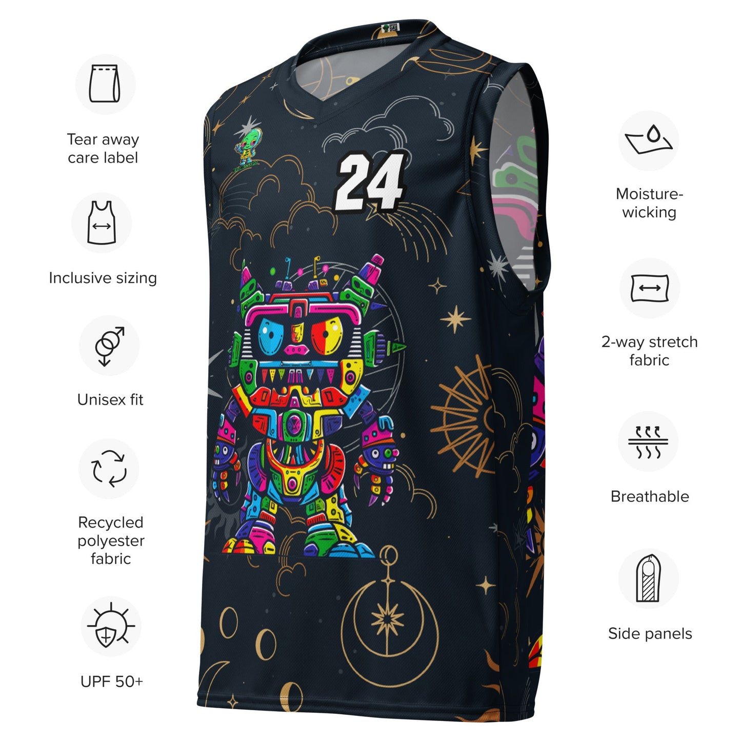 Robo Rebel - Recycled unisex basketball jersey - Starry Odyssey Colorway - BBairt