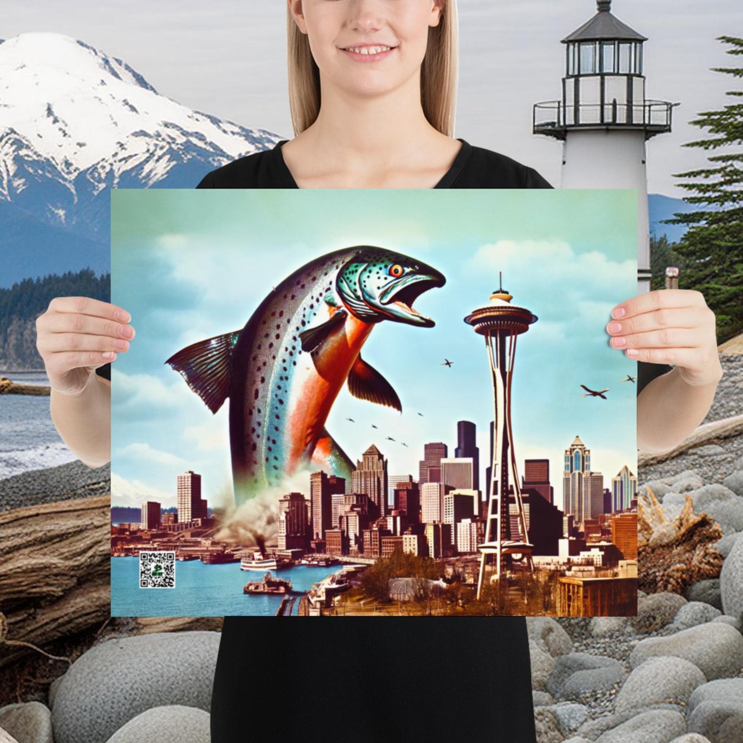 Salmon Surge in Seattle Alt - Photo paper poster - BBairt