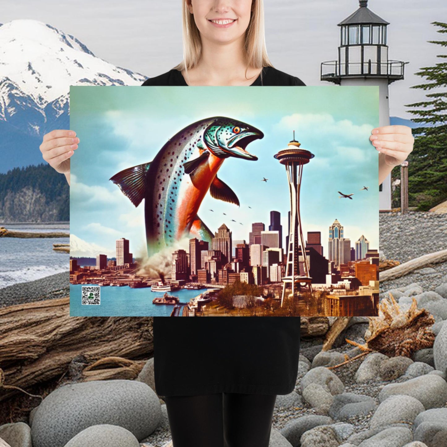 Salmon Surge in Seattle Alt - Photo paper poster - BBairt